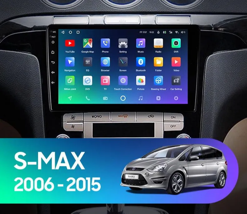 Car Dealz Premium Advanced 4G Data Model 10.2" Android 12.0 For Ford S-MAX S MAX 1 2006 - 2015 In Dash Plus OEM Fascia