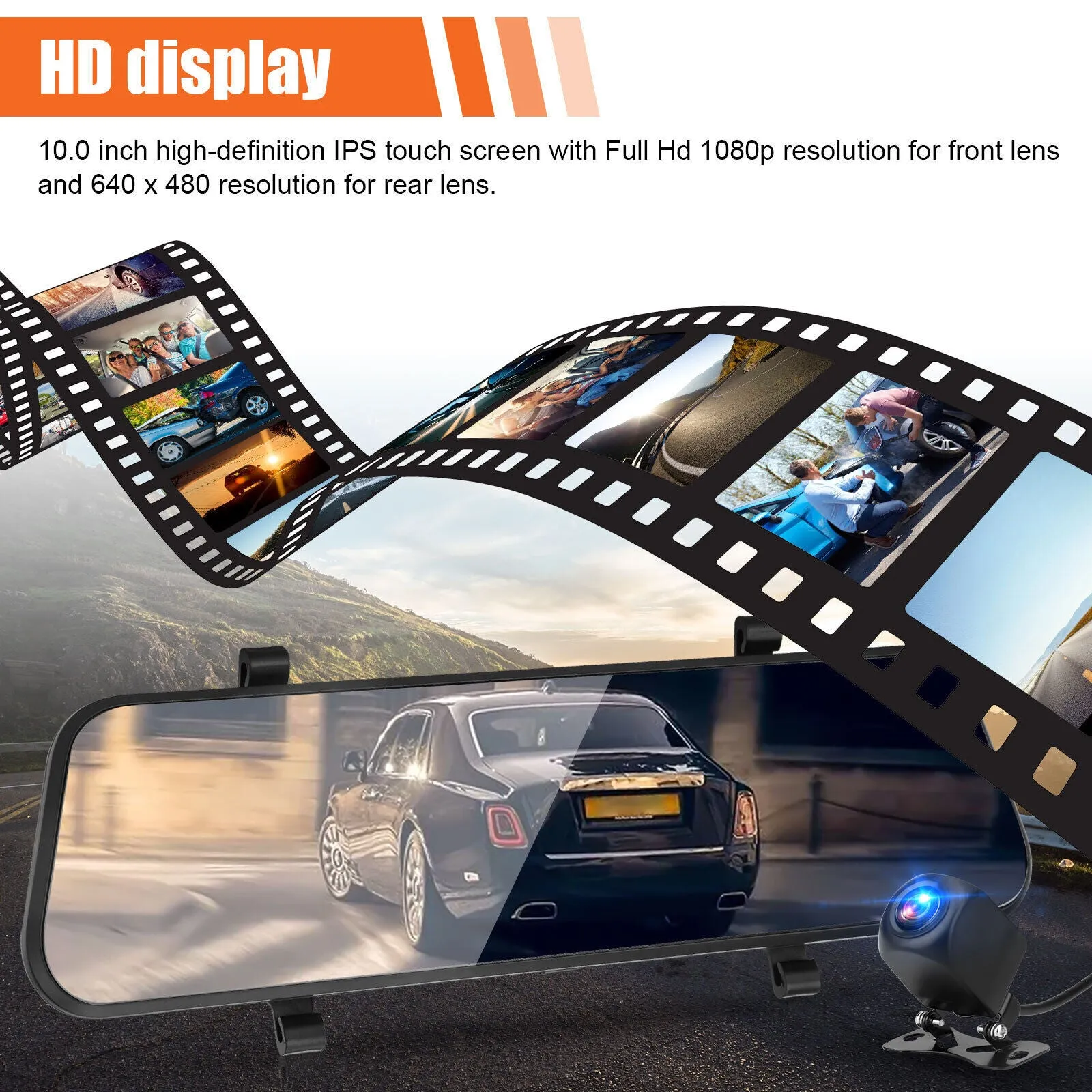 Car Dvr Dash Cam 10 inch Full-Screen Dual-Lens Video Recorder