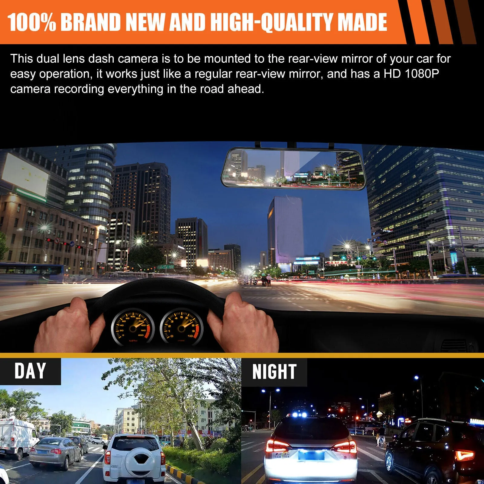 Car Dvr Dash Cam 10 inch Full-Screen Dual-Lens Video Recorder