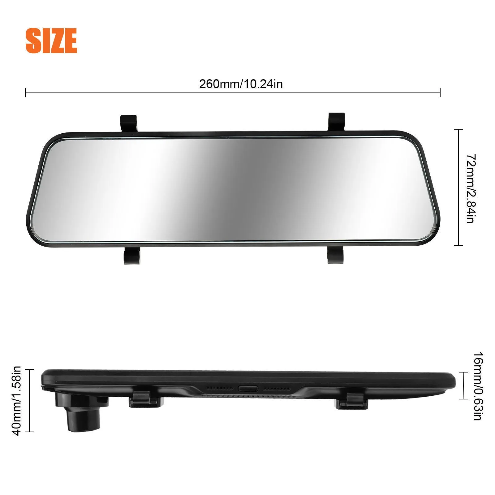 Car Dvr Dash Cam 10 inch Full-Screen Dual-Lens Video Recorder