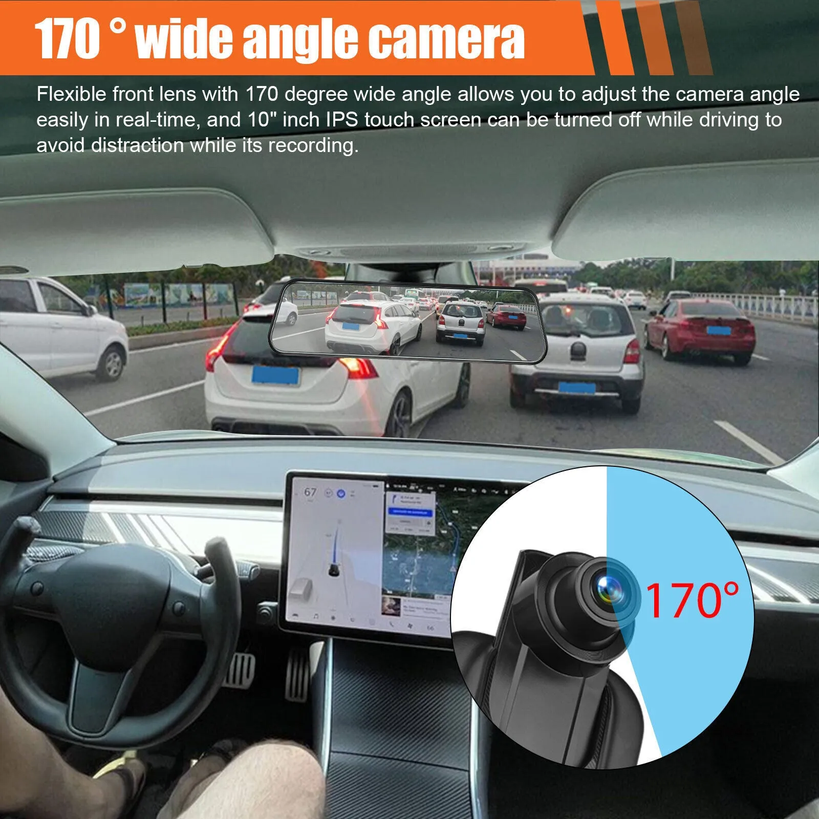 Car Dvr Dash Cam 10 inch Full-Screen Dual-Lens Video Recorder