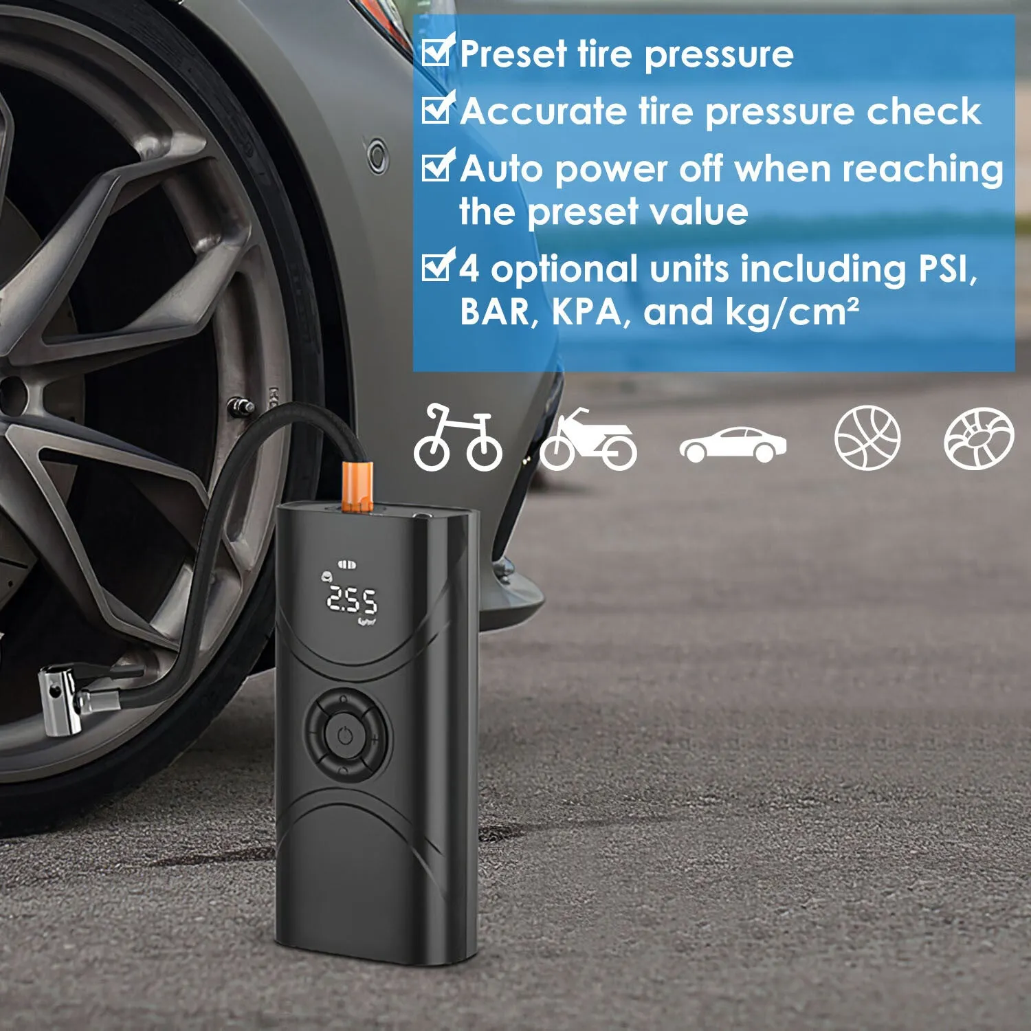 Car Tire Inflator Pump Portable Car Air Compressor 6000mAh