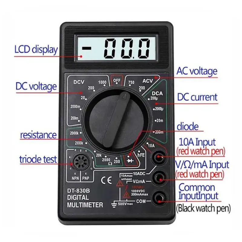 Digital Multimeter With Removable Battery Cover Fc-8