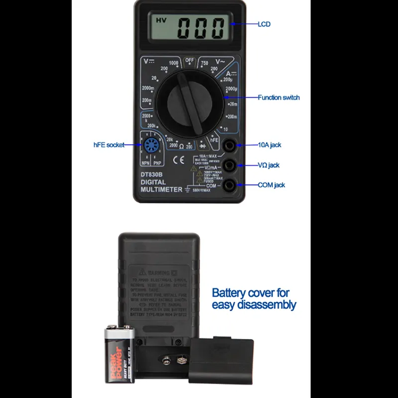 Digital Multimeter With Removable Battery Cover Fc-8