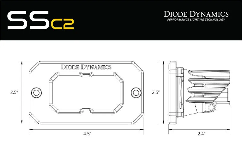 Diode Dynamics Stage Series 2 In LED Pod Pro - Yellow Fog Flush ABL (Pair)