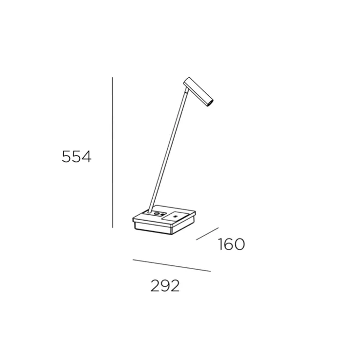 ELA Black & Brass Detail Elegant Directional Table Light With Wireless Device Charge - ID 10747