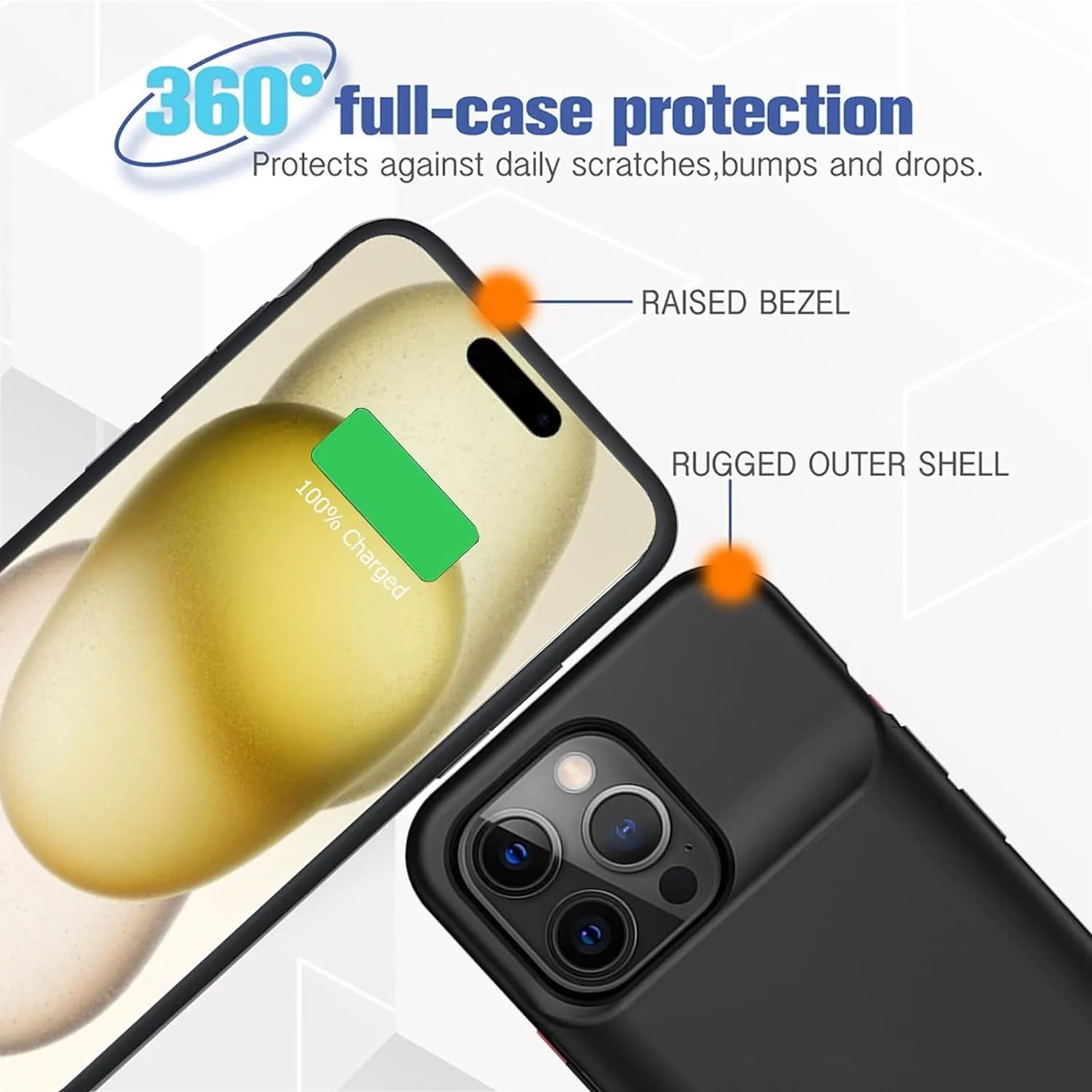 Entronix Apple iPhone 13 Pro Max/12 Pro Max Case - 7000mAh Battery Charger