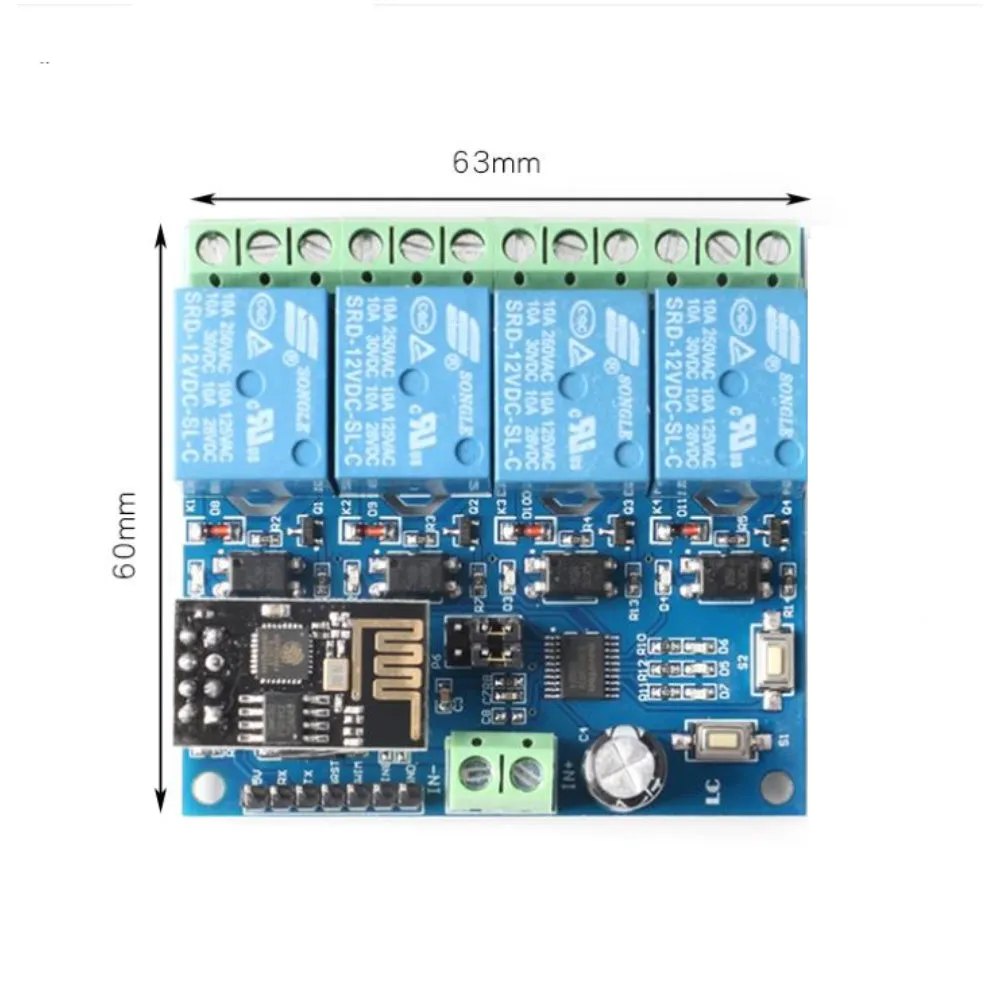 ESP8266 ESP-01 12V 4 Channels WiFi Relay Module Home Remote Control Switch