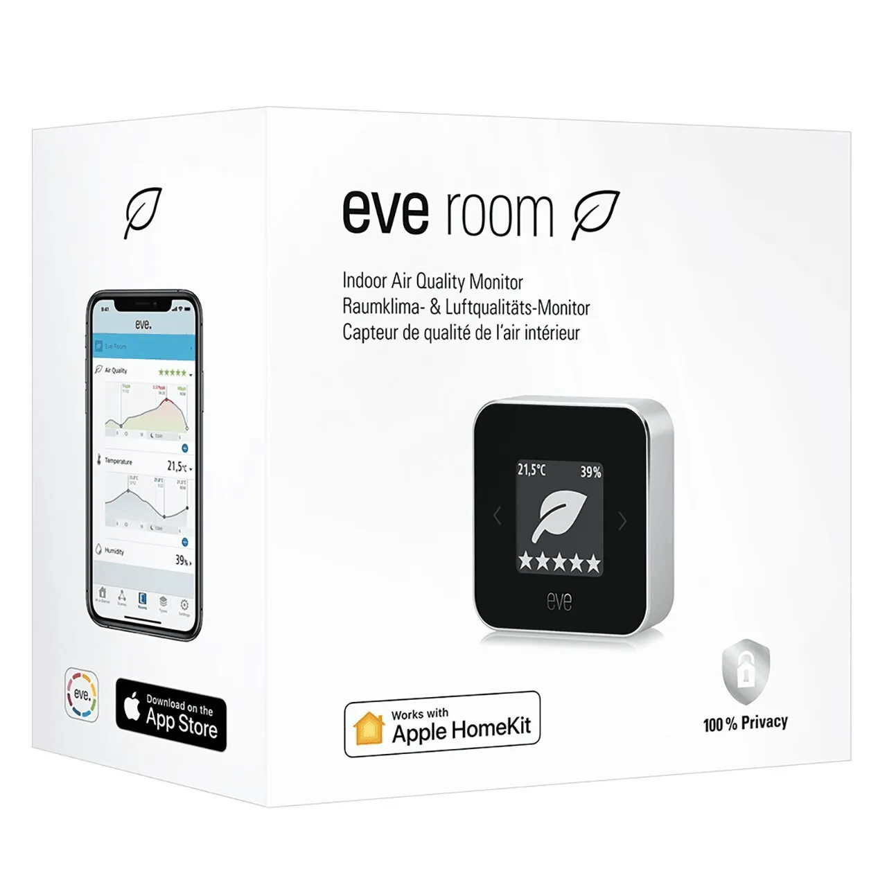 Eve Wireless Indoor Room Air Quality Temperature Humidity Sensor Monitor
