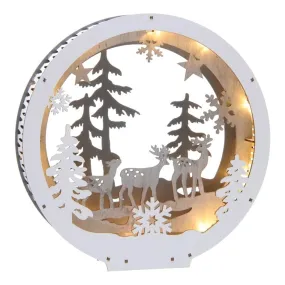 Festive 28cm Battery Operated Lit Reindeer Forest Scene