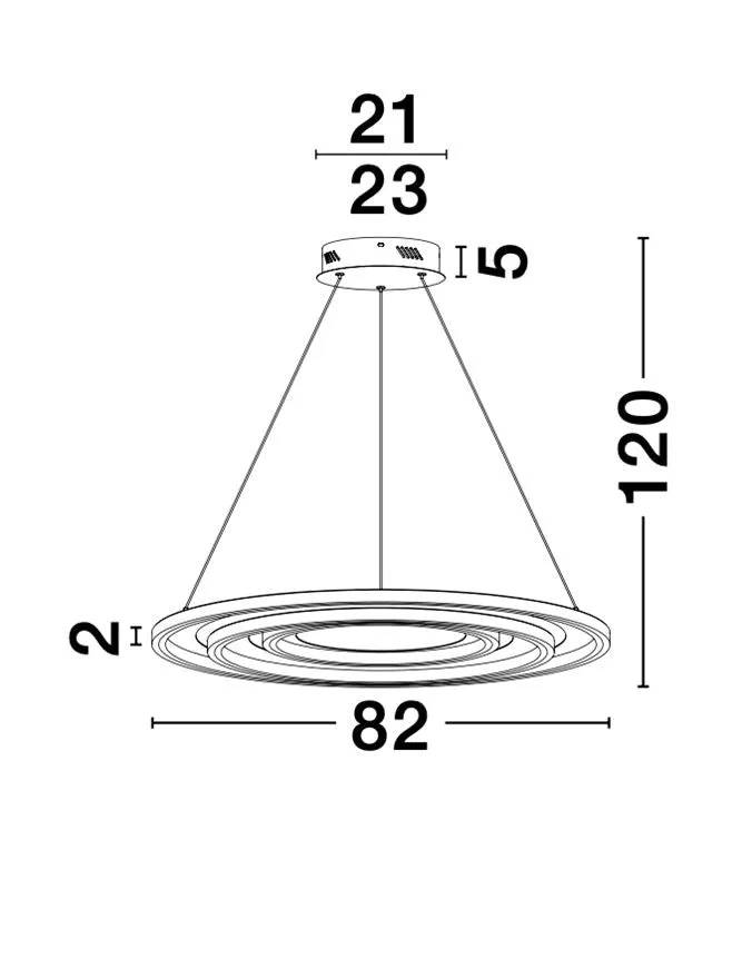GAL Chrome Aluminium & Acrylic Dimmable Galactic Rings Pendant Large - ID 10474