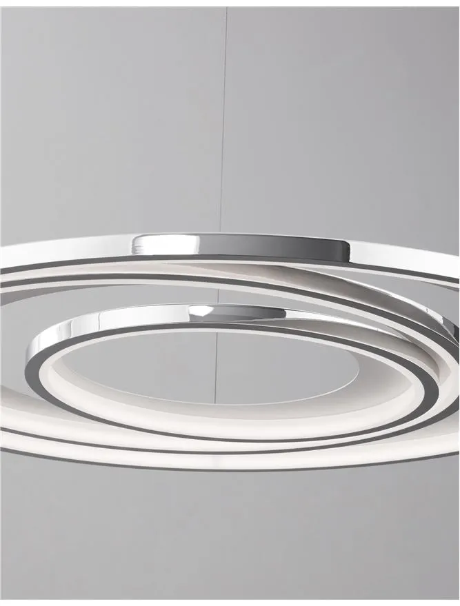 GAL Chrome Aluminium & Acrylic Dimmable Galactic Rings Pendant Large - ID 10474