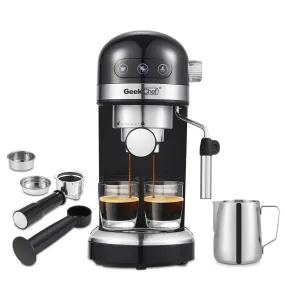 GEEK CHEF 1.4L Espresso Machine Coffee Maker Stainless Steel