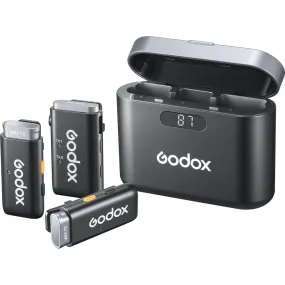 Godox WEC Kit 1 Person / Kit 2 Person 2.4 GHz Wireless Clip-On Lavalier Microphone System with 3.5mm TRS Audio Output, 200m Max Range, Noise Reduction, Dual Channel Receiver, LED Indicators and Type-C Interface for Vlogging, Interview