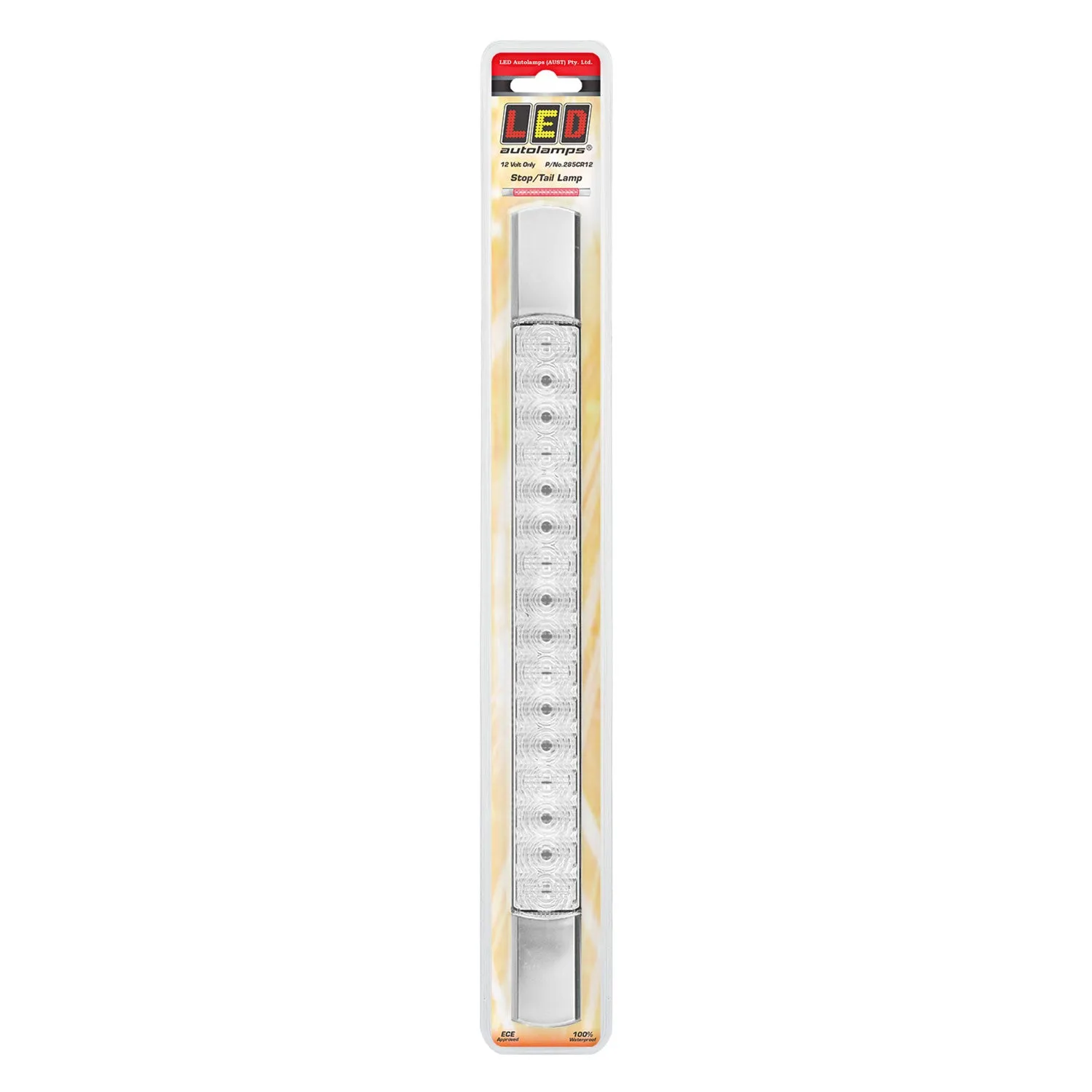LED Autolamps 285CR12 Low Profile Slimline LED Rear Stop/Tail Strip Lamp with Chrome Caps