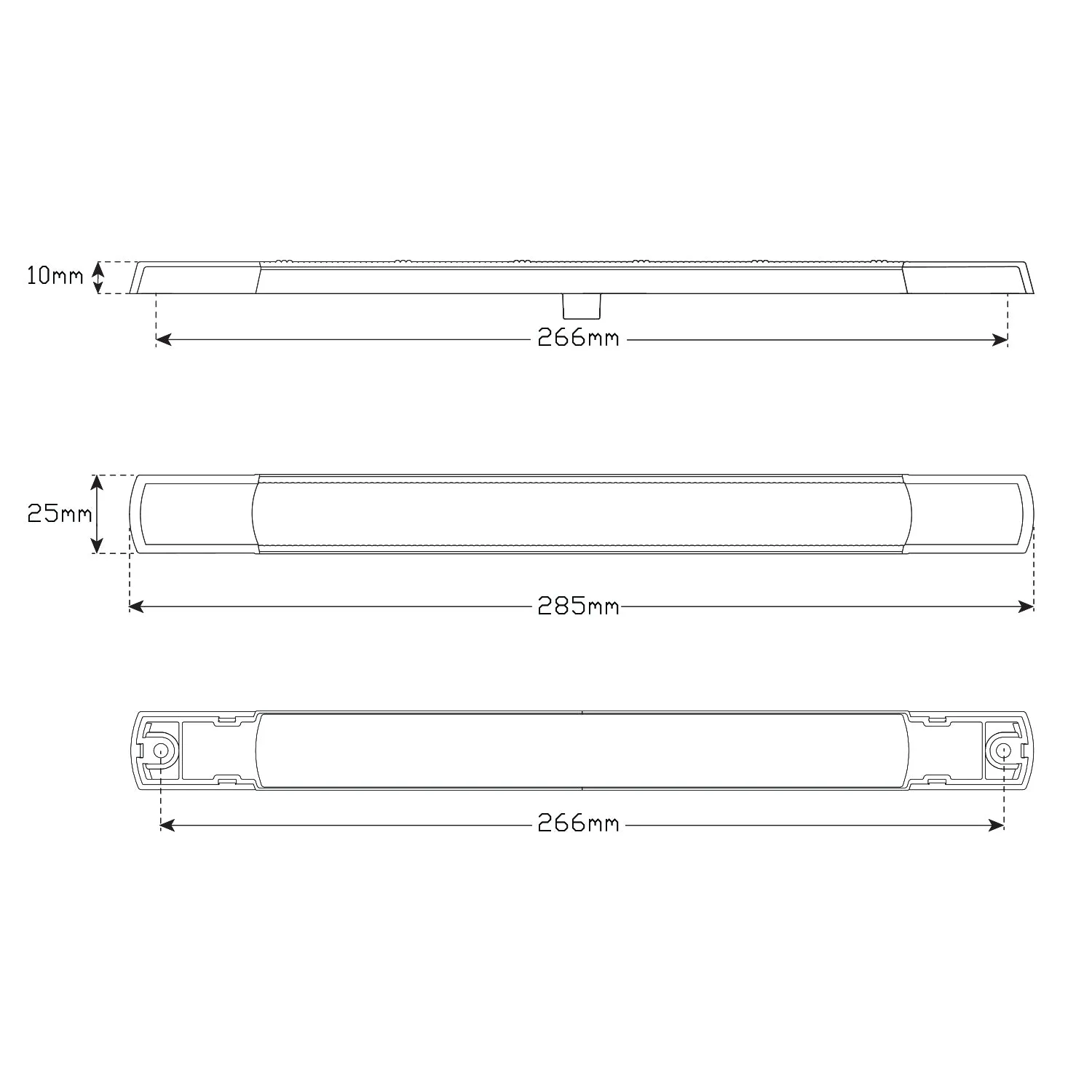LED Autolamps 285CR12 Low Profile Slimline LED Rear Stop/Tail Strip Lamp with Chrome Caps