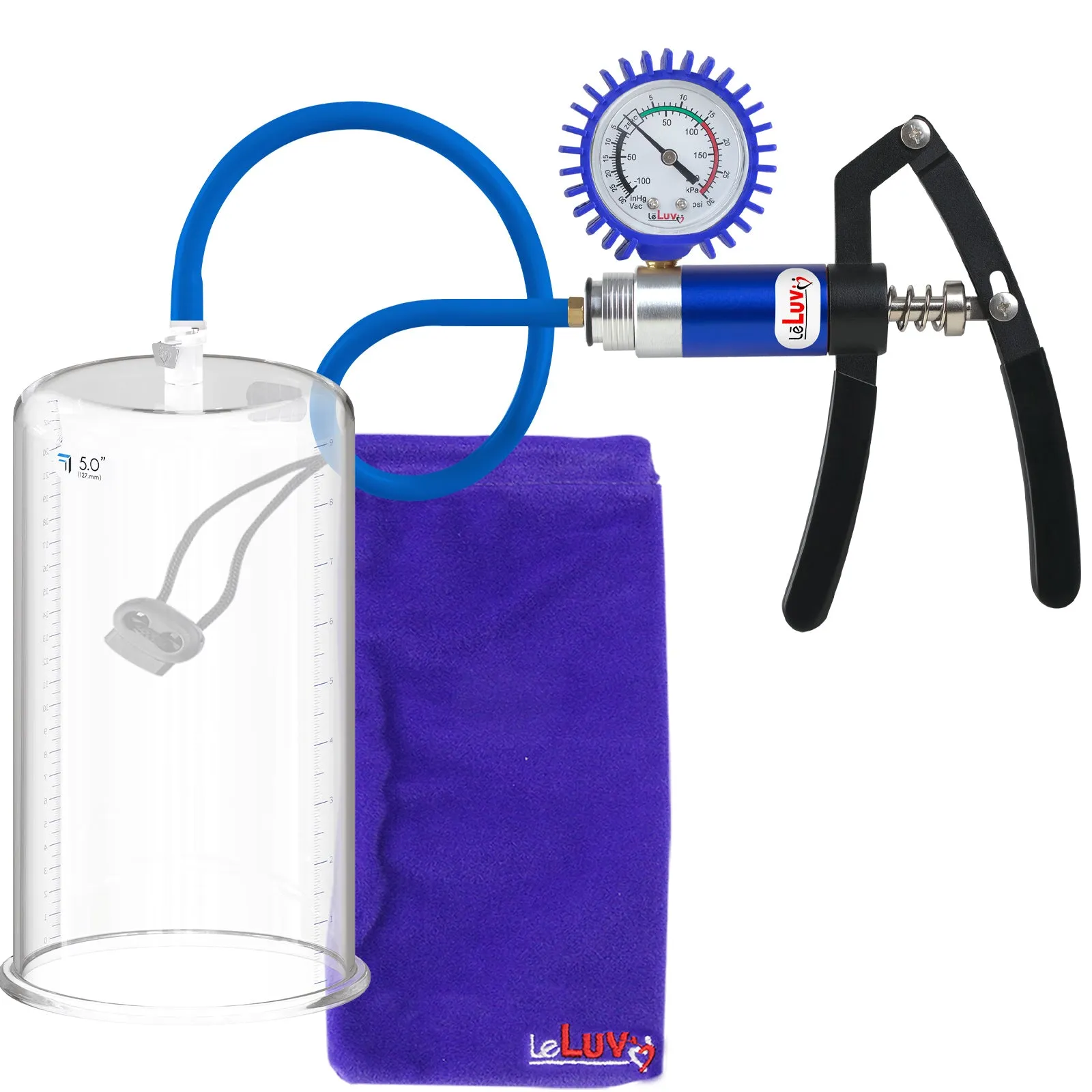 LeLuv Primo Lite Penis Pump -  Vacuum and Inflator Handle - Round Flange Cylinder Options