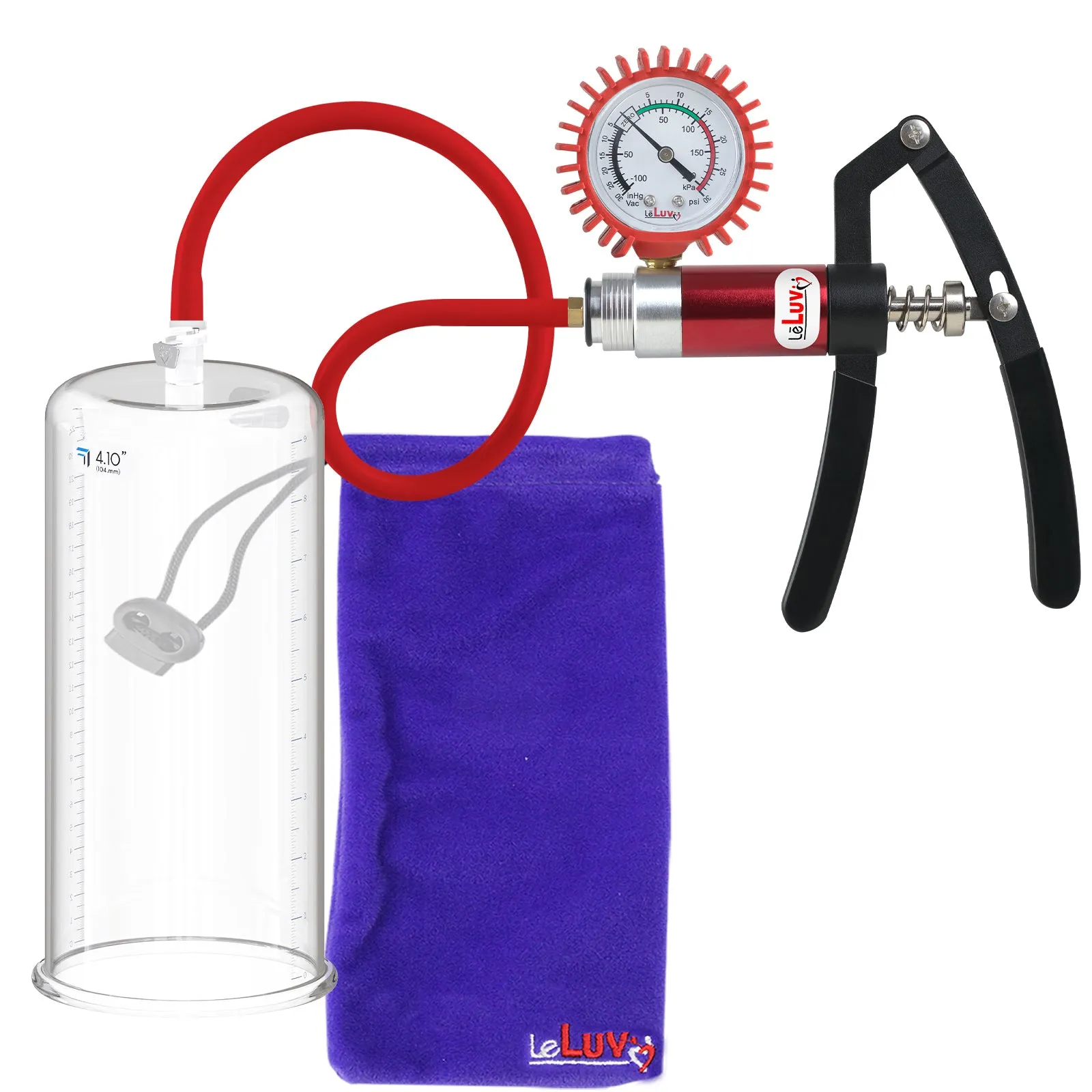 LeLuv Primo Lite Penis Pump -  Vacuum and Inflator Handle - Round Flange Cylinder Options