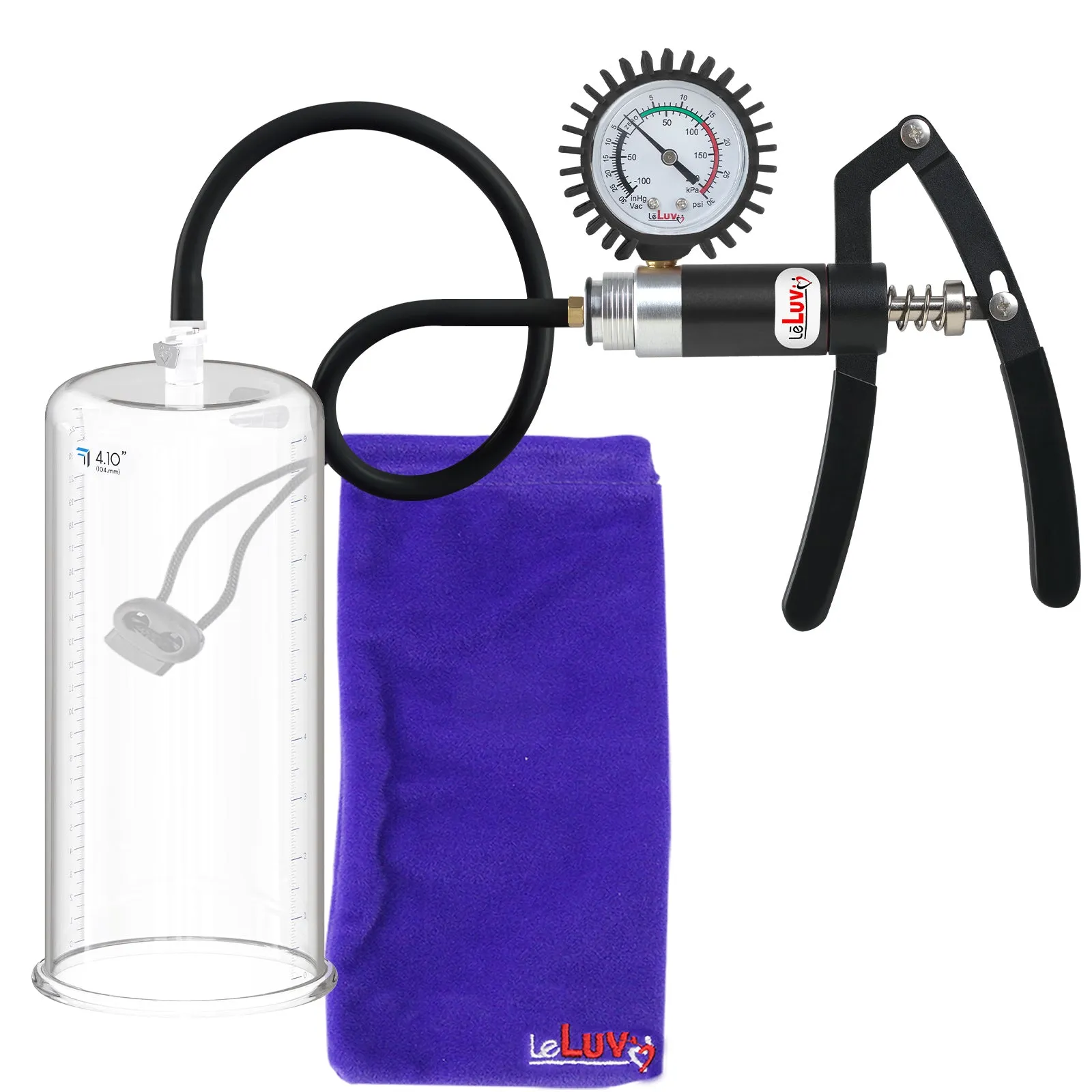 LeLuv Primo Lite Penis Pump -  Vacuum and Inflator Handle - Round Flange Cylinder Options