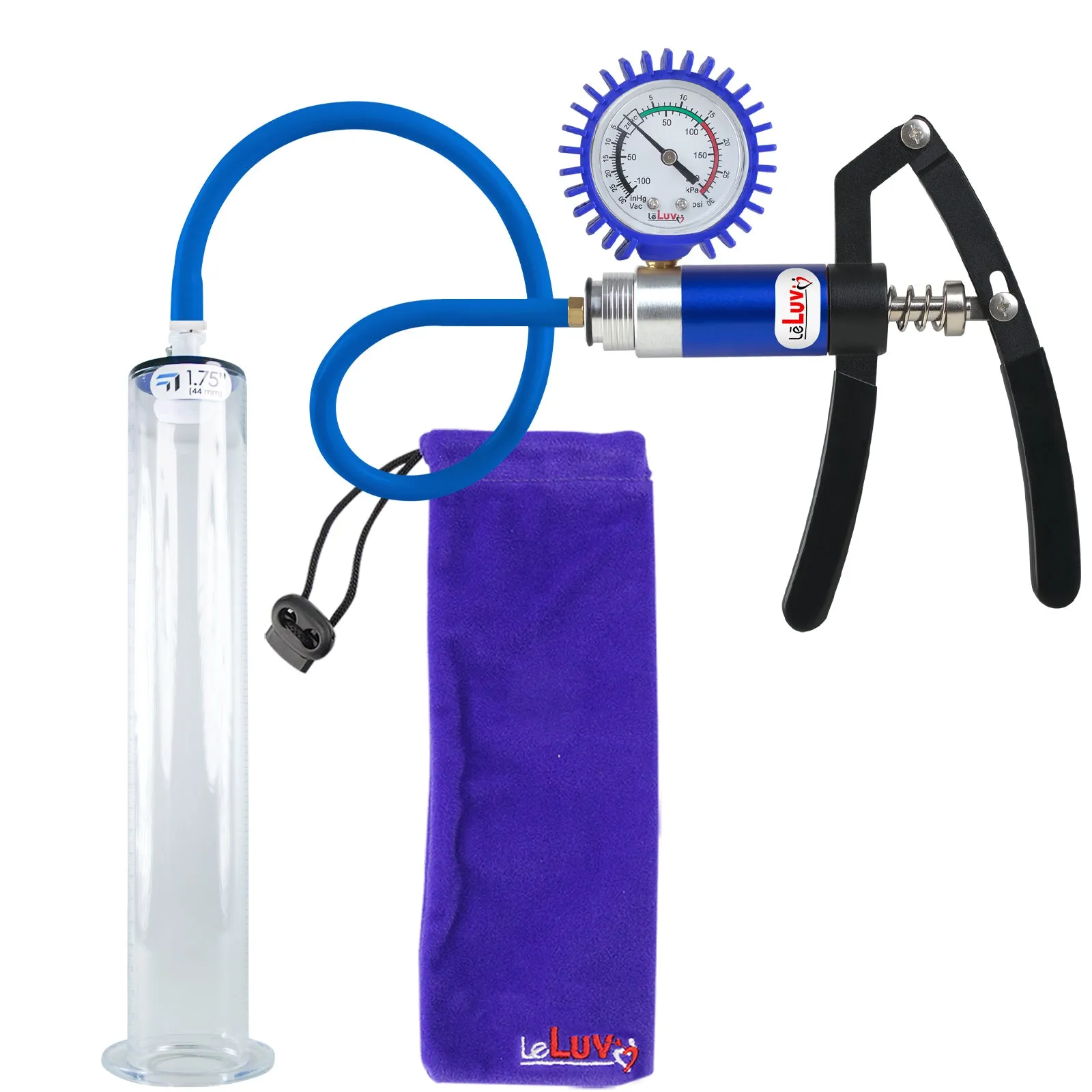 LeLuv Primo Lite Penis Pump -  Vacuum and Inflator Handle - Wide Flange Cylinder Options