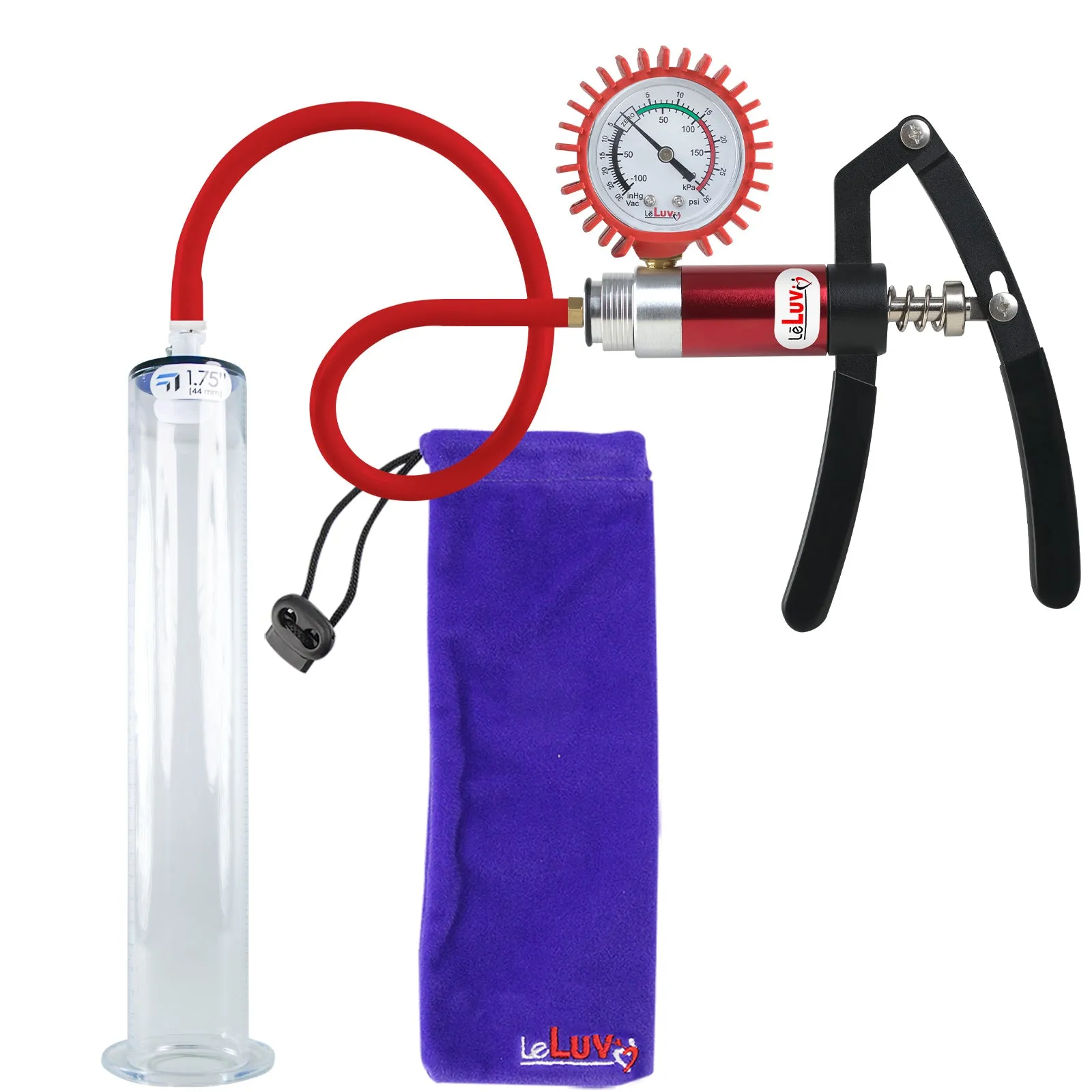 LeLuv Primo Lite Penis Pump -  Vacuum and Inflator Handle - Wide Flange Cylinder Options