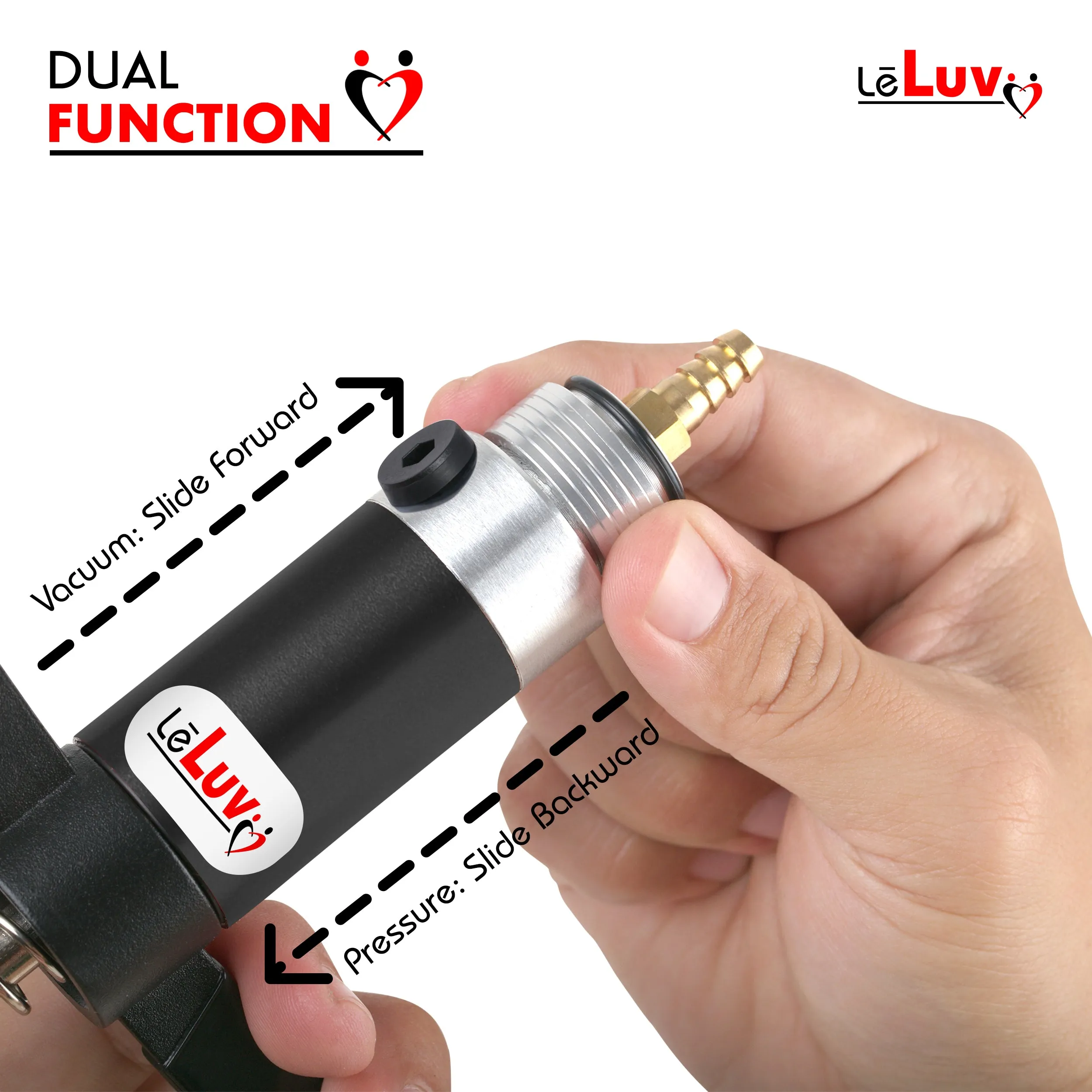 LeLuv Primo Lite Penis Pump -  Vacuum and Inflator Handle - Wide Flange Cylinder Options