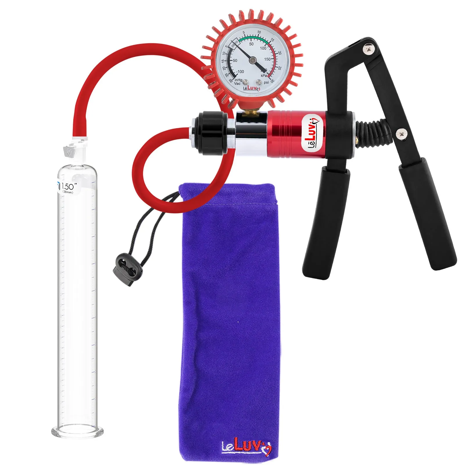LeLuv Primo Pro  Round Flange Penis Pump with Color and Gauge Options