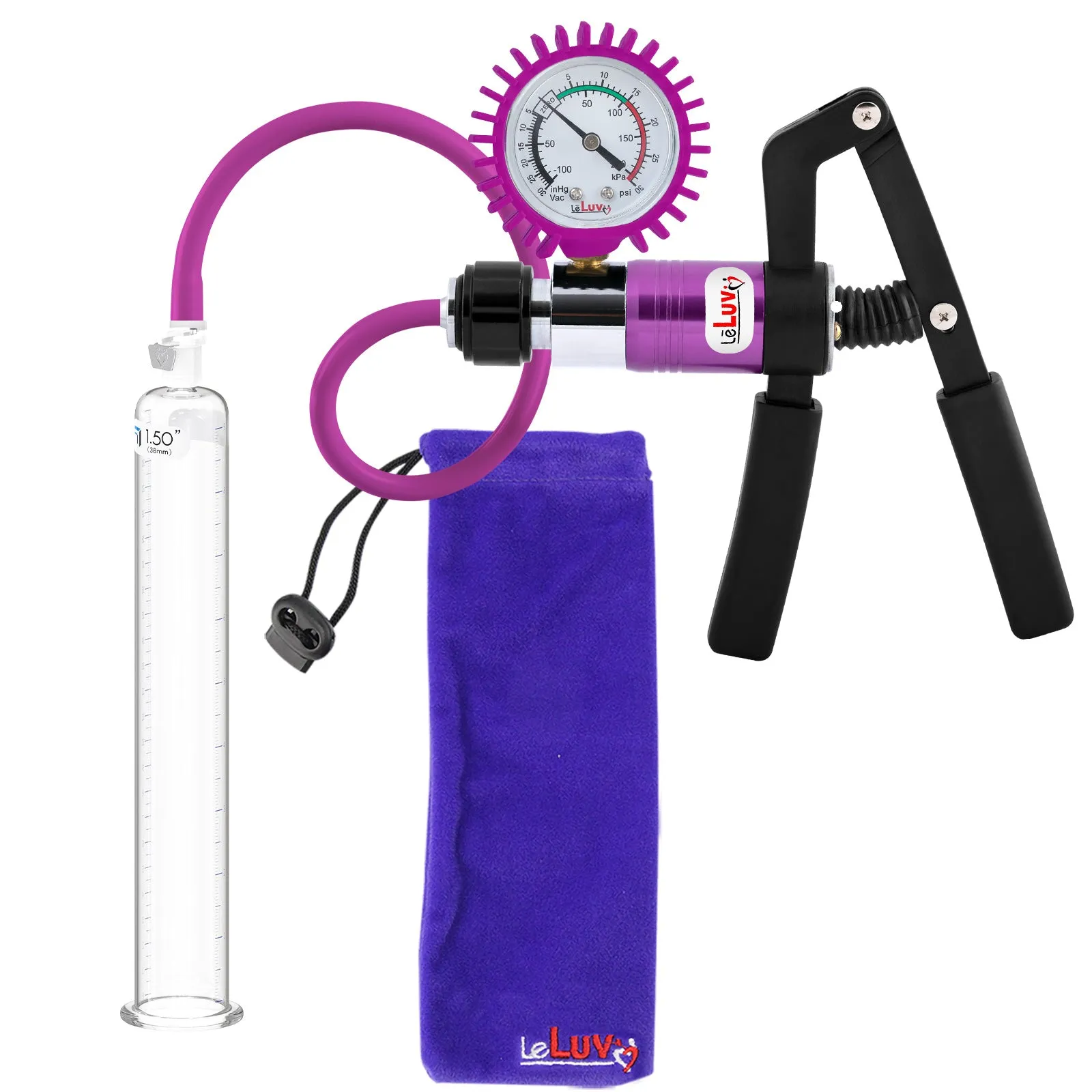 LeLuv Primo Pro  Round Flange Penis Pump with Color and Gauge Options