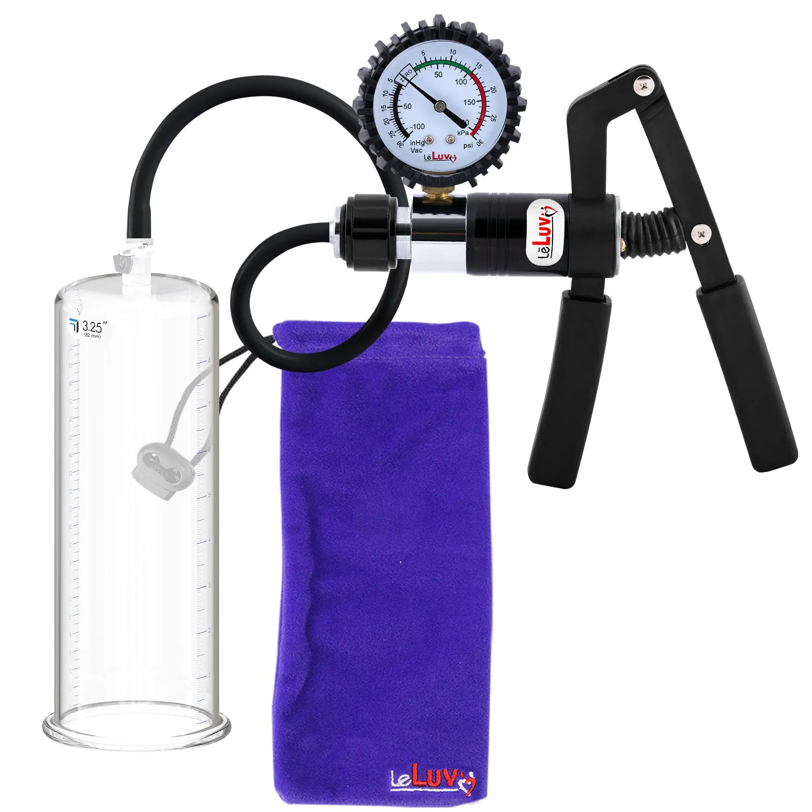 LeLuv Primo Pro  Round Flange Penis Pump with Color and Gauge Options