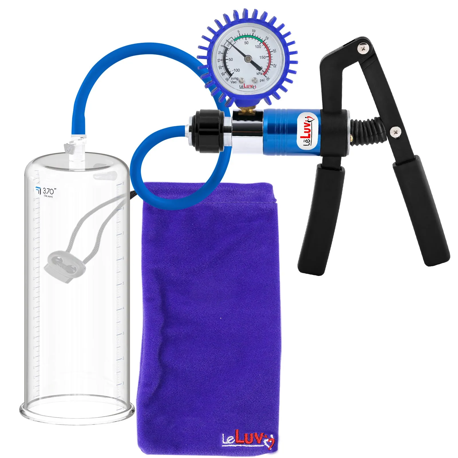 LeLuv Primo Pro  Round Flange Penis Pump with Color and Gauge Options