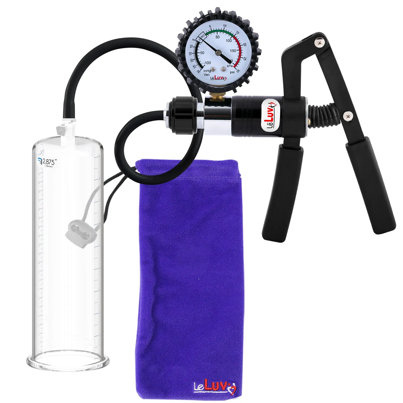 LeLuv Primo Pro  Round Flange Penis Pump with Color and Gauge Options