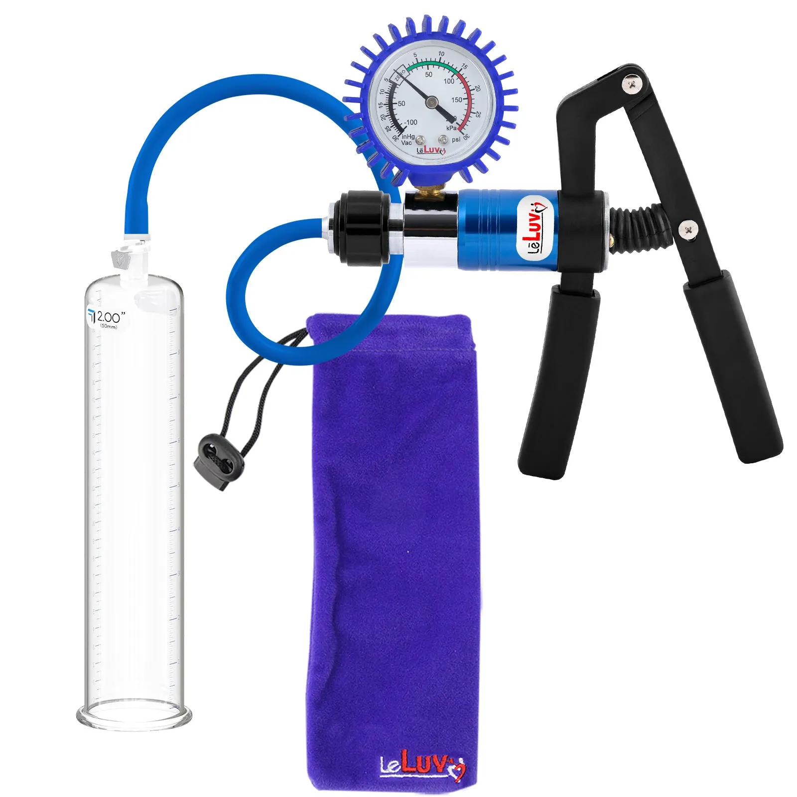 LeLuv Primo Pro  Round Flange Penis Pump with Color and Gauge Options