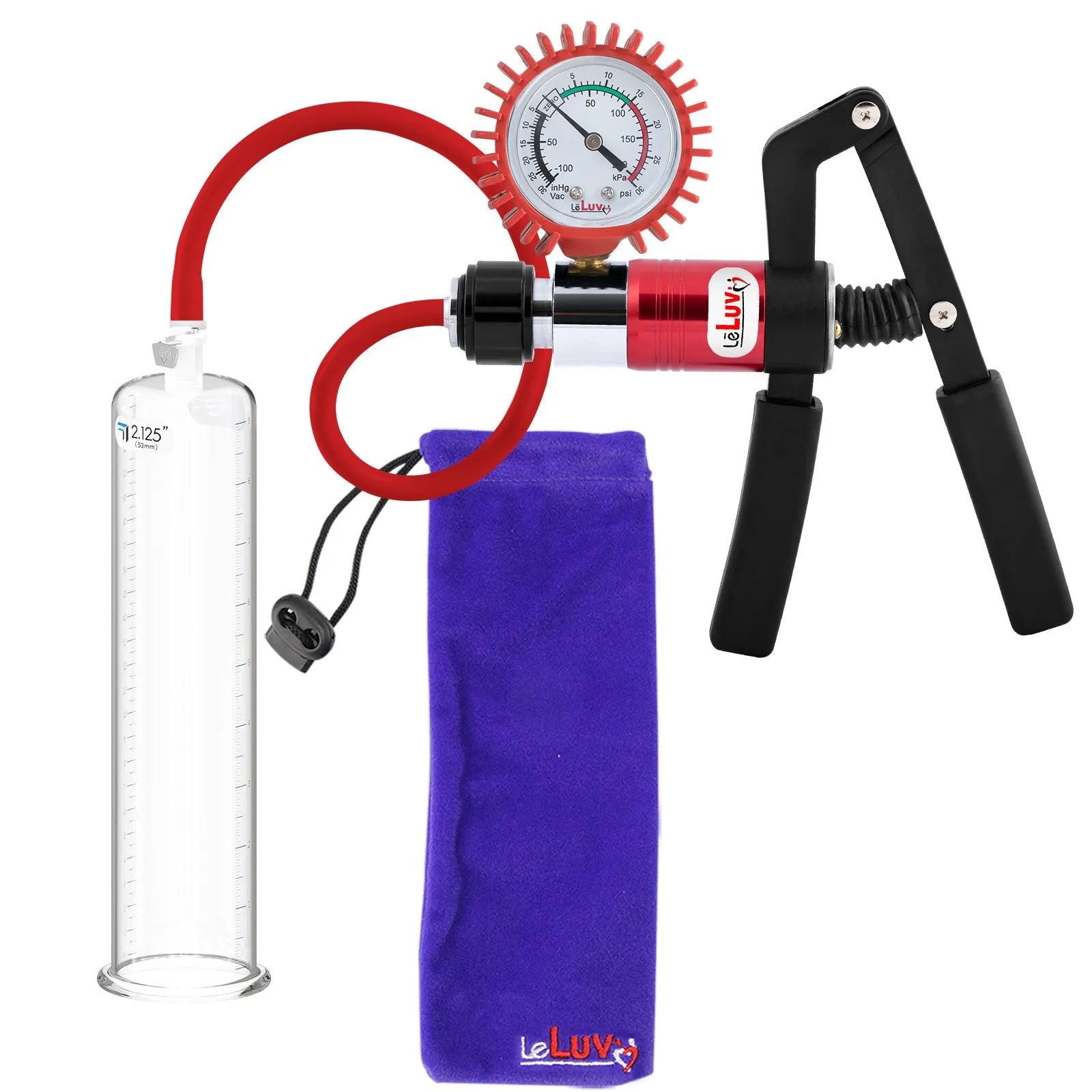 LeLuv Primo Pro  Round Flange Penis Pump with Color and Gauge Options