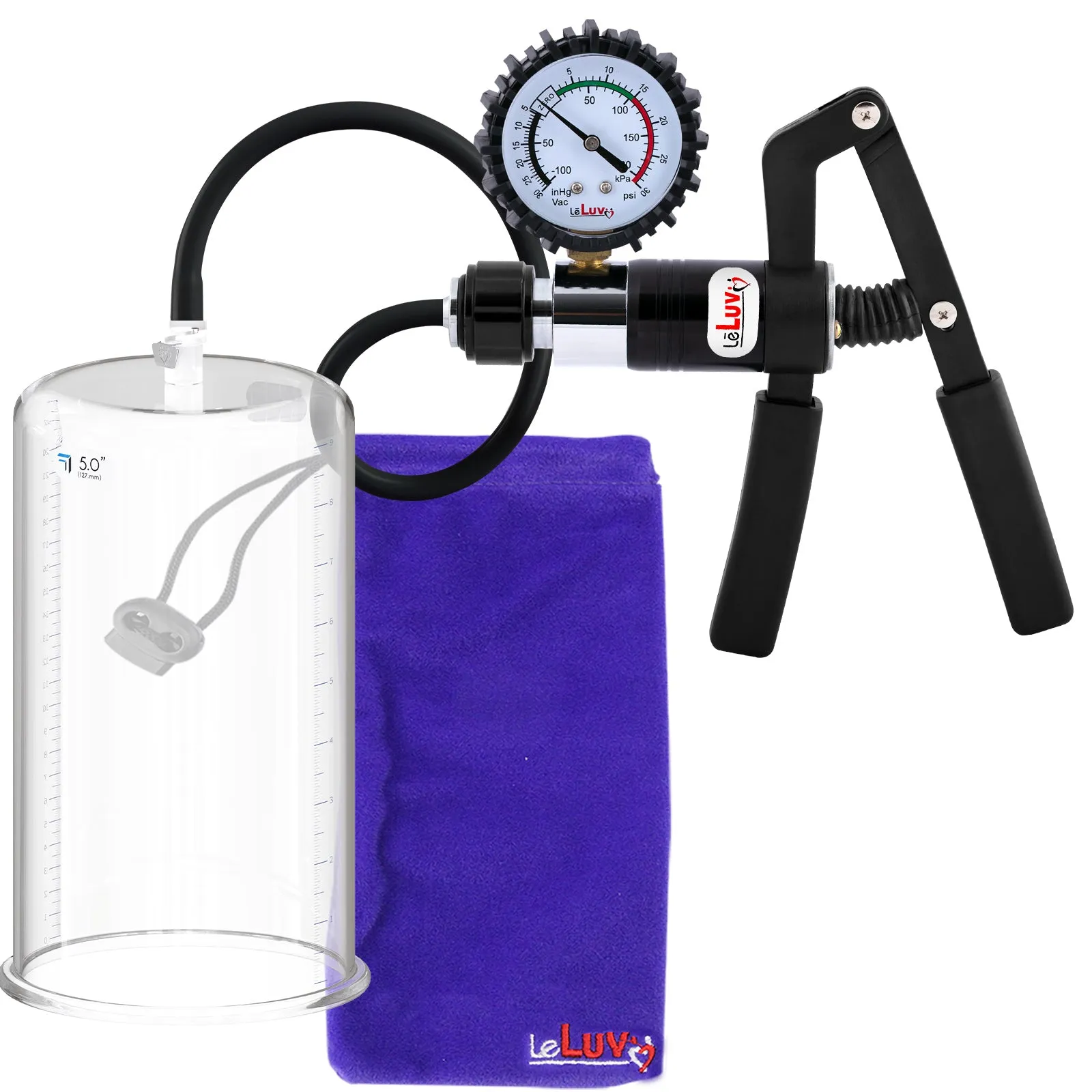 LeLuv Primo Pro  Round Flange Penis Pump with Color and Gauge Options