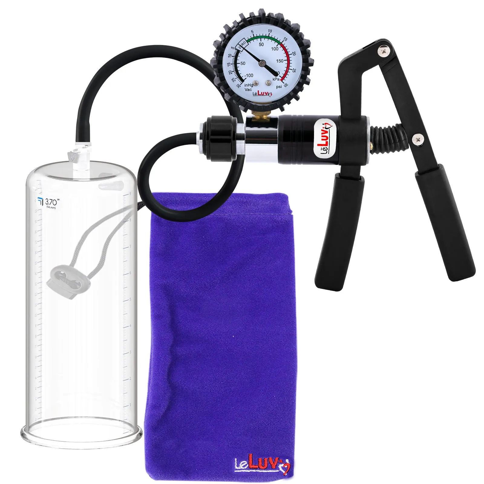 LeLuv Primo Pro  Round Flange Penis Pump with Color and Gauge Options