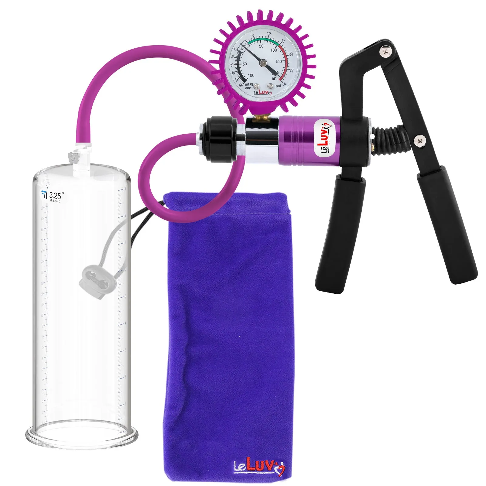 LeLuv Primo Pro  Round Flange Penis Pump with Color and Gauge Options