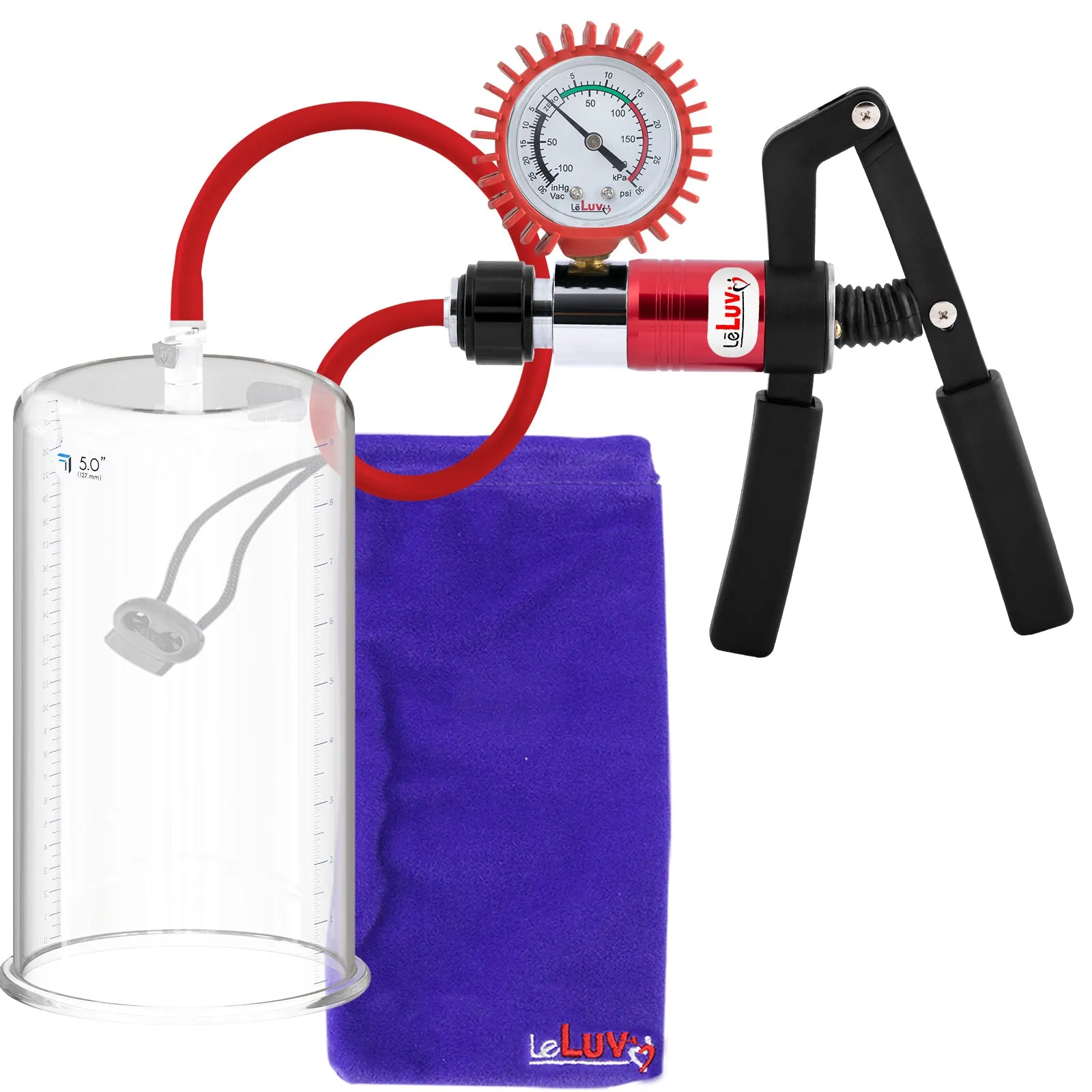 LeLuv Primo Pro  Round Flange Penis Pump with Color and Gauge Options