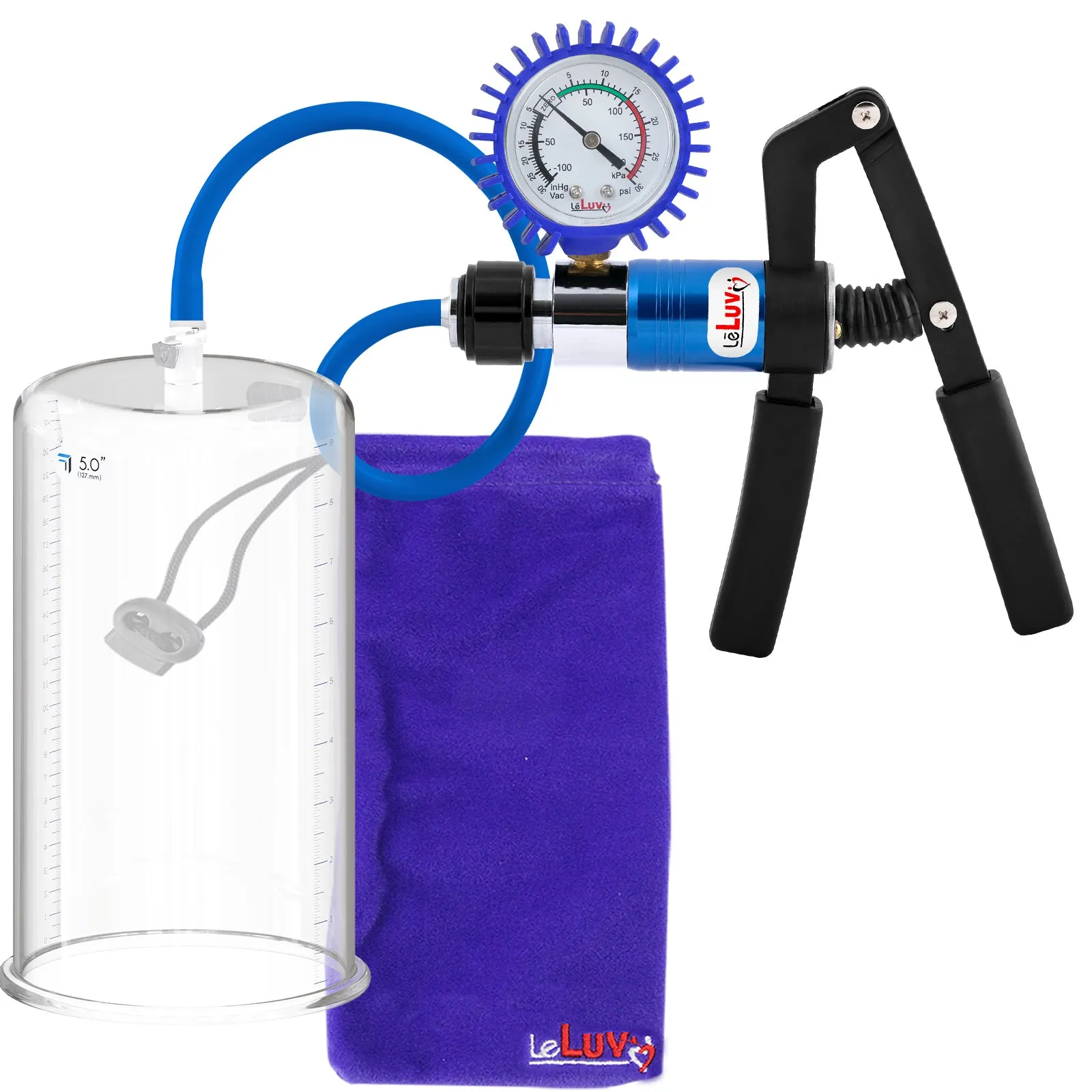 LeLuv Primo Pro  Round Flange Penis Pump with Color and Gauge Options