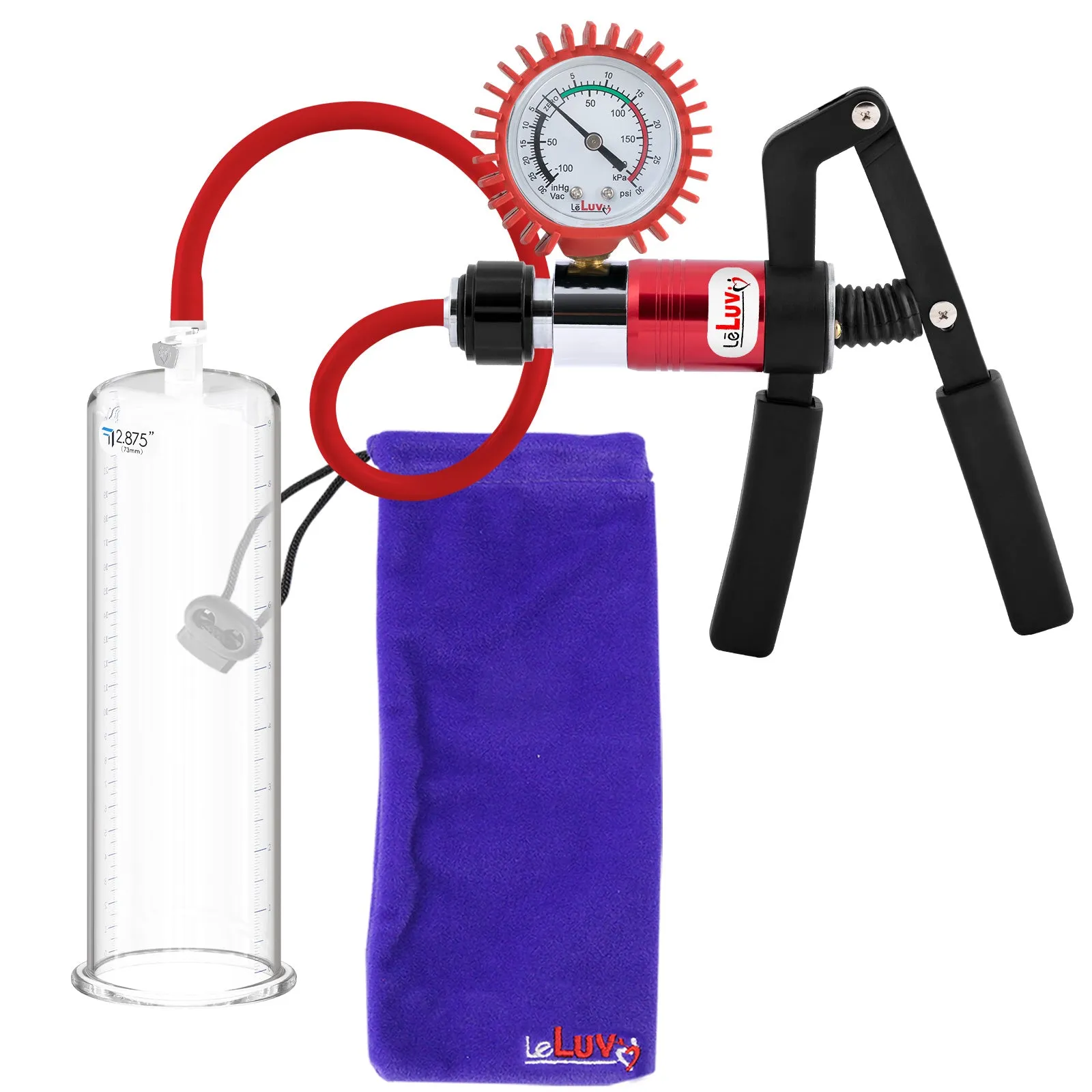 LeLuv Primo Pro  Round Flange Penis Pump with Color and Gauge Options