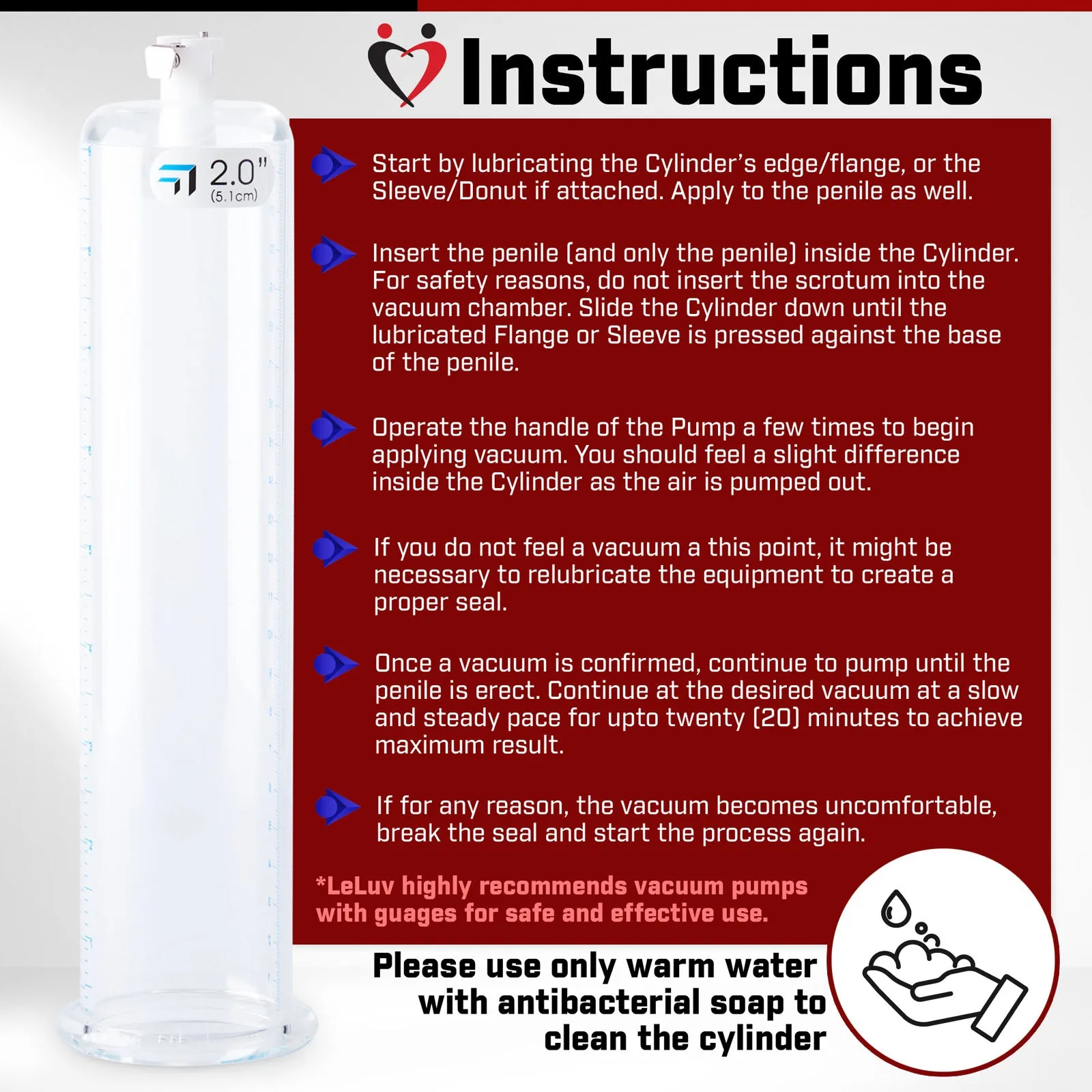 LeLuv Primo Pro  Round Flange Penis Pump with Color and Gauge Options