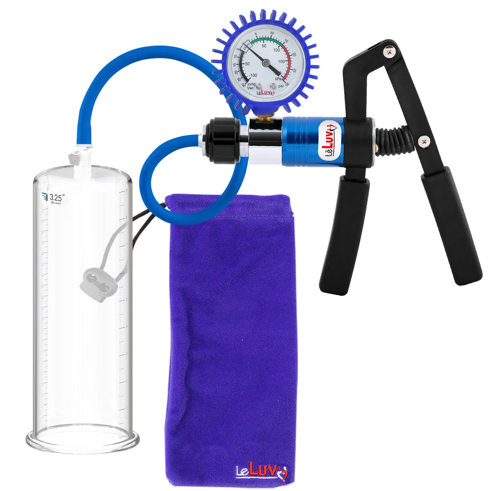 LeLuv Primo Pro  Round Flange Penis Pump with Color and Gauge Options