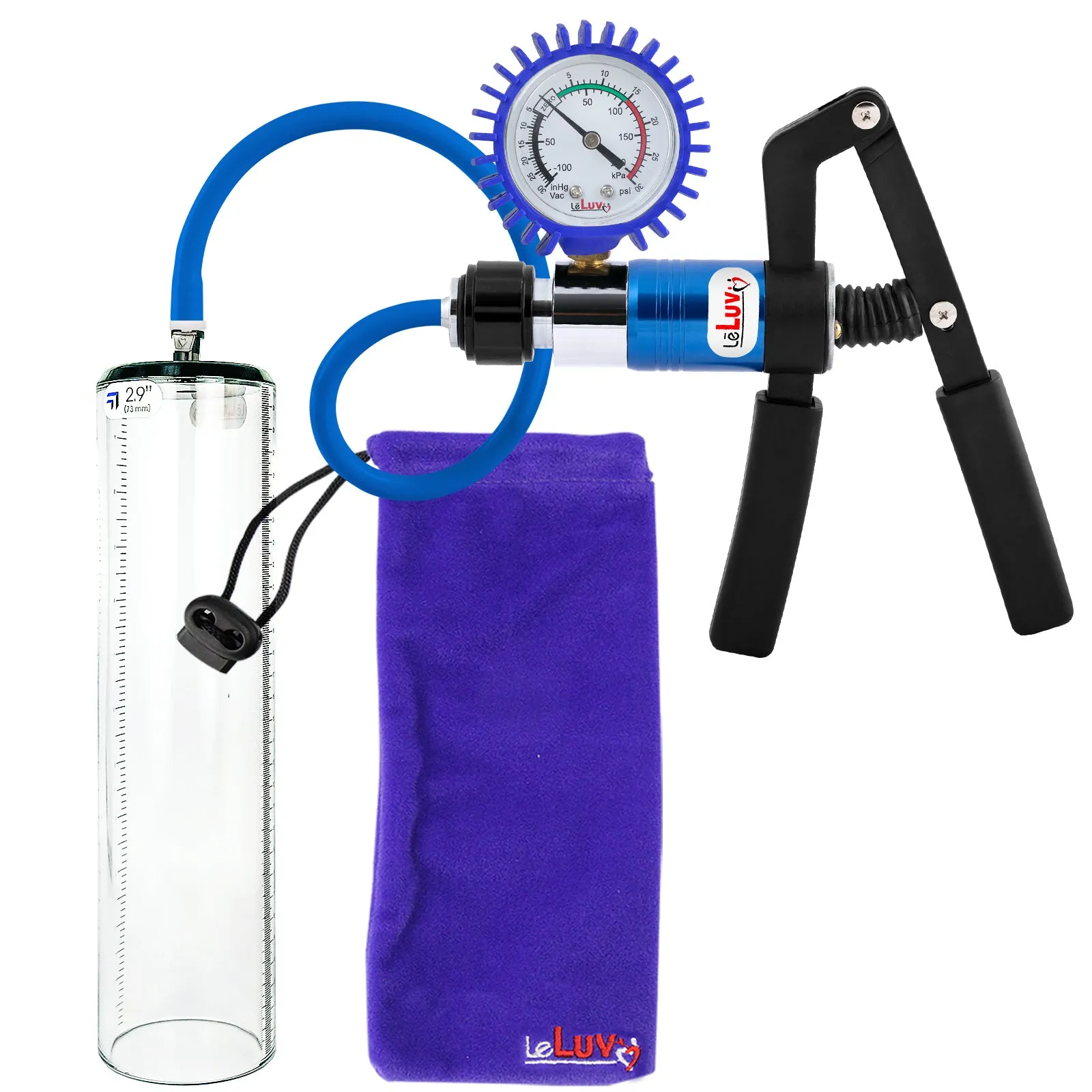 LeLuv Primo Pro  Thick-Walled, No Flange Penis Pump with Color and Gauge Options