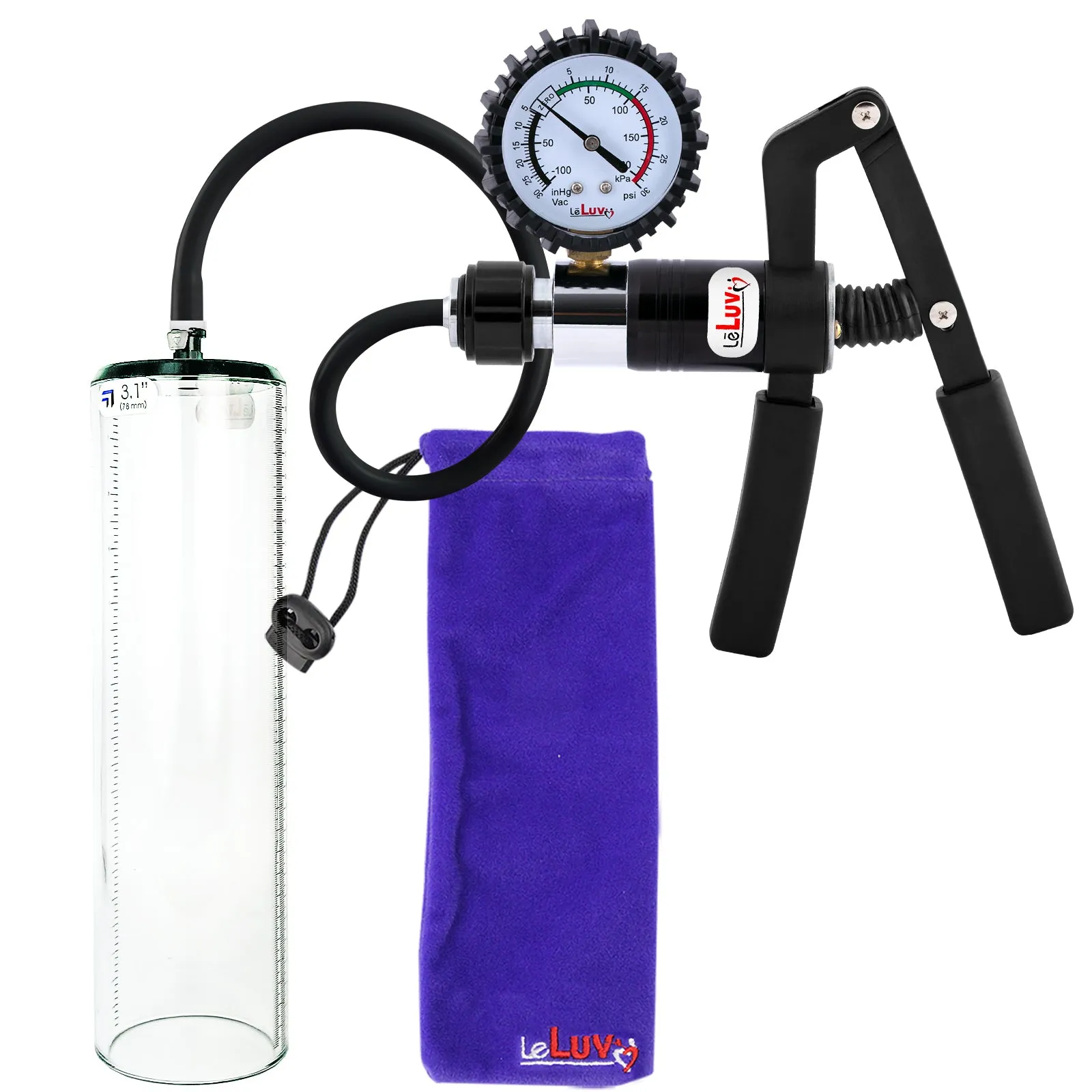 LeLuv Primo Pro  Thick-Walled, No Flange Penis Pump with Color and Gauge Options
