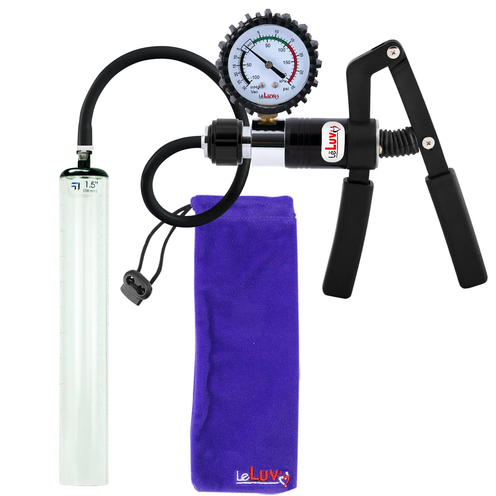 LeLuv Primo Pro  Thick-Walled, No Flange Penis Pump with Color and Gauge Options