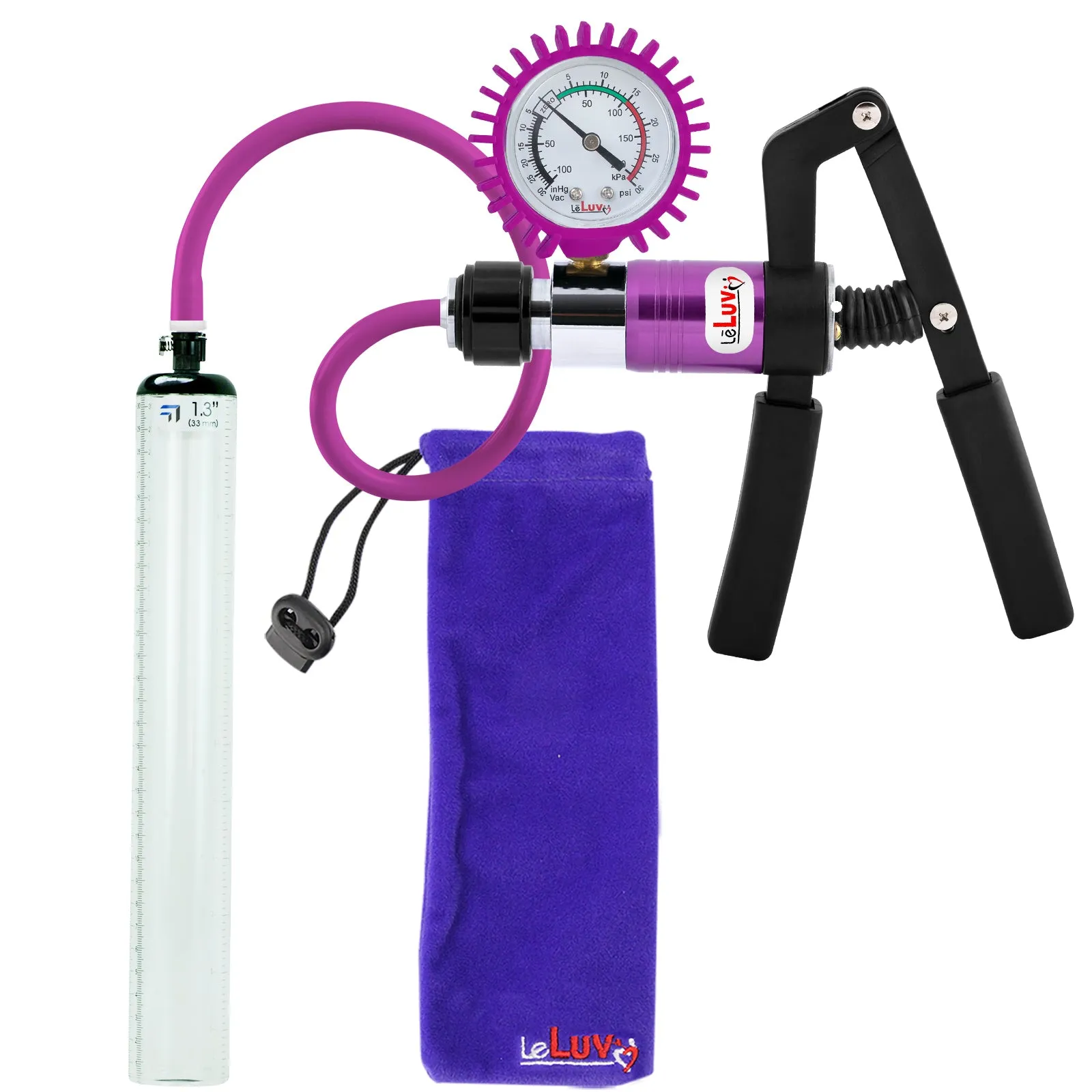 LeLuv Primo Pro  Thick-Walled, No Flange Penis Pump with Color and Gauge Options