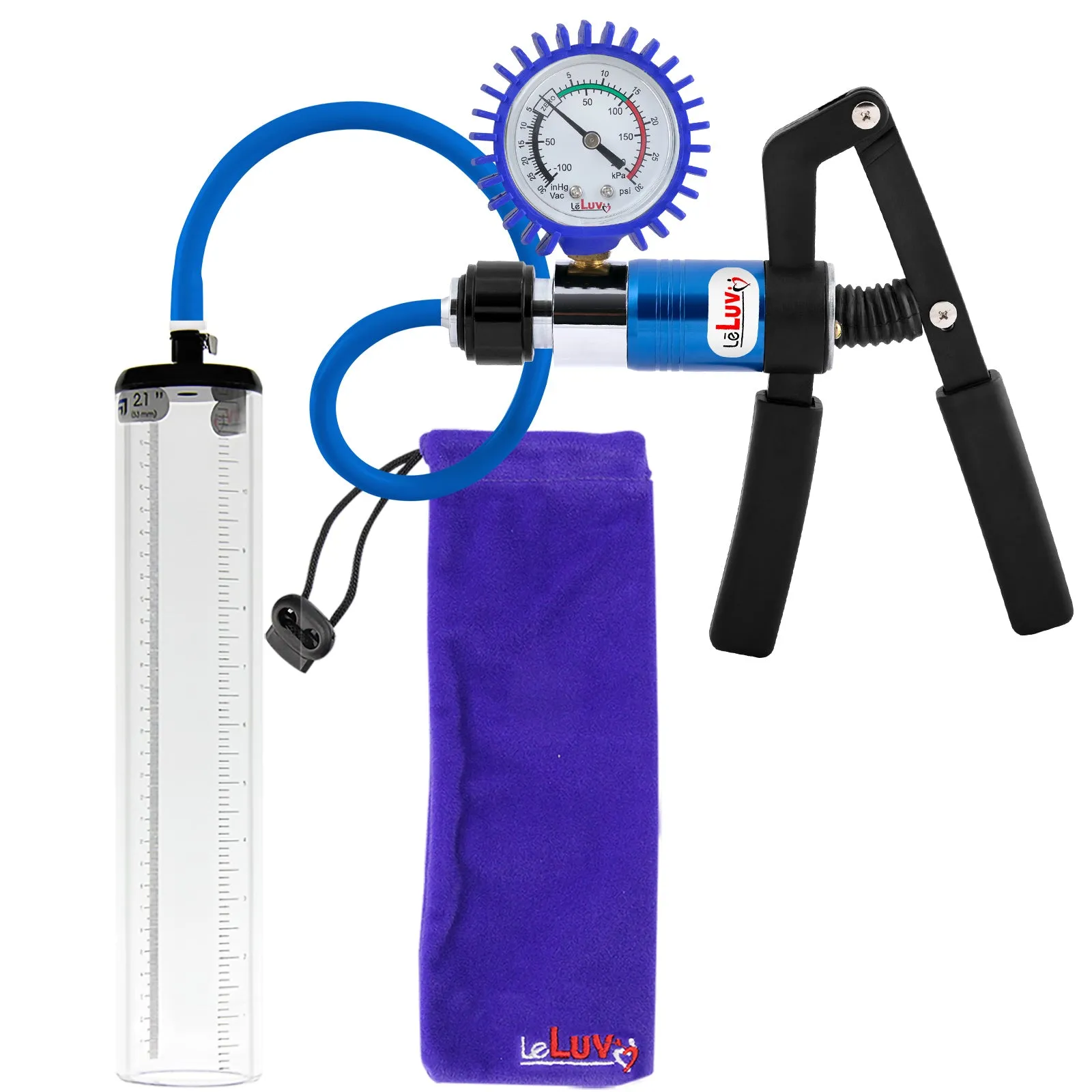 LeLuv Primo Pro  Thick-Walled, No Flange Penis Pump with Color and Gauge Options