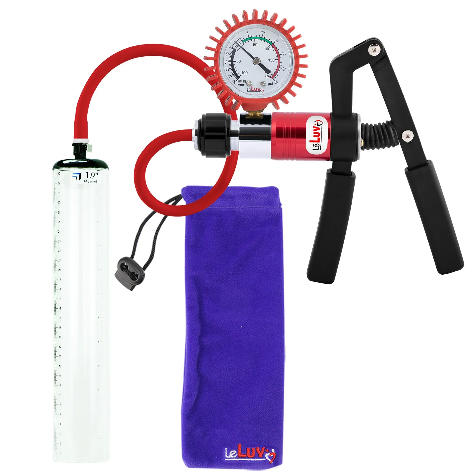 LeLuv Primo Pro  Thick-Walled, No Flange Penis Pump with Color and Gauge Options