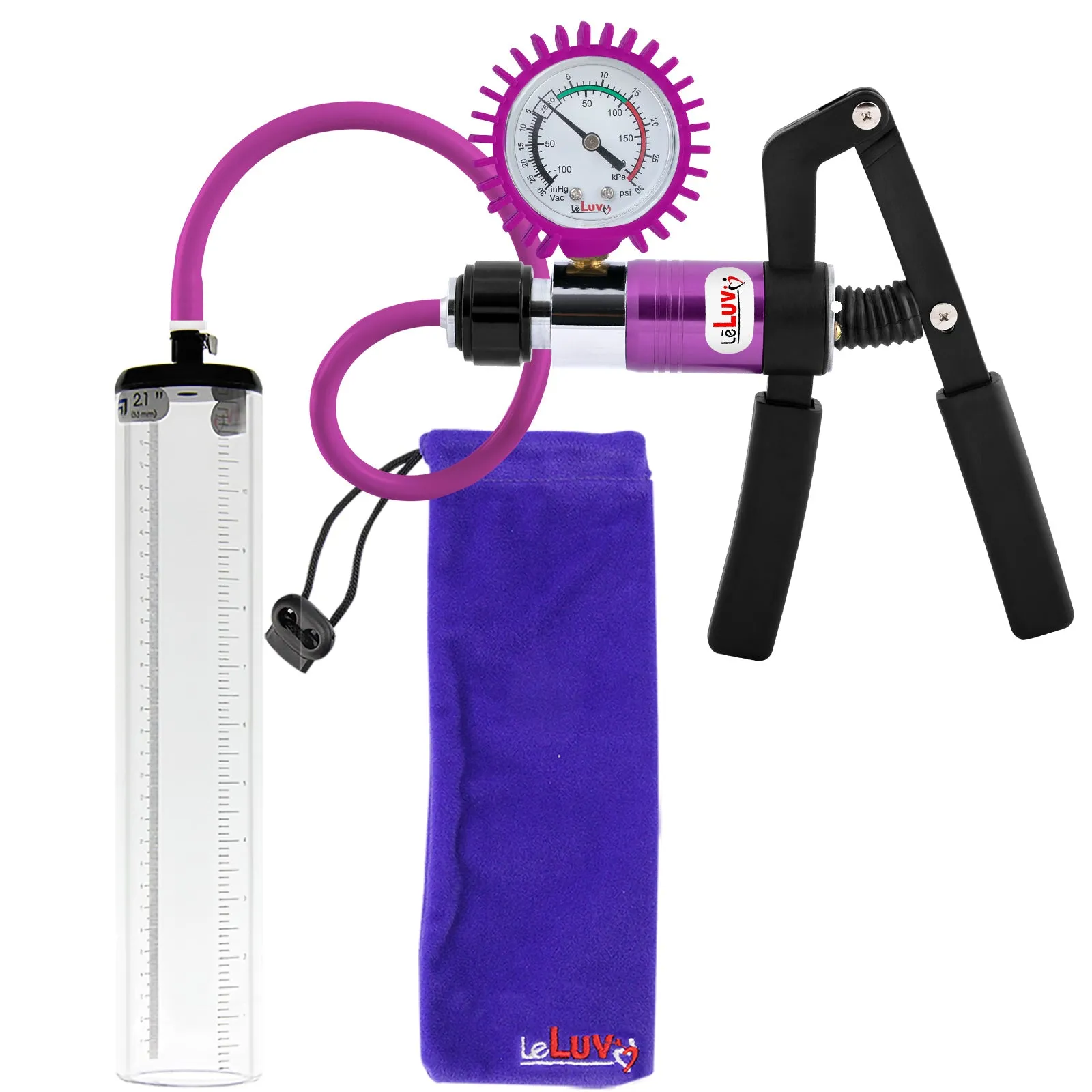 LeLuv Primo Pro  Thick-Walled, No Flange Penis Pump with Color and Gauge Options