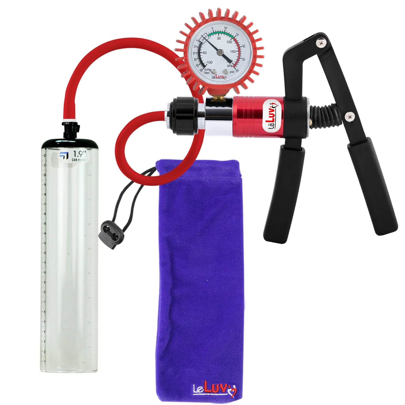 LeLuv Primo Pro  Thick-Walled, No Flange Penis Pump with Color and Gauge Options
