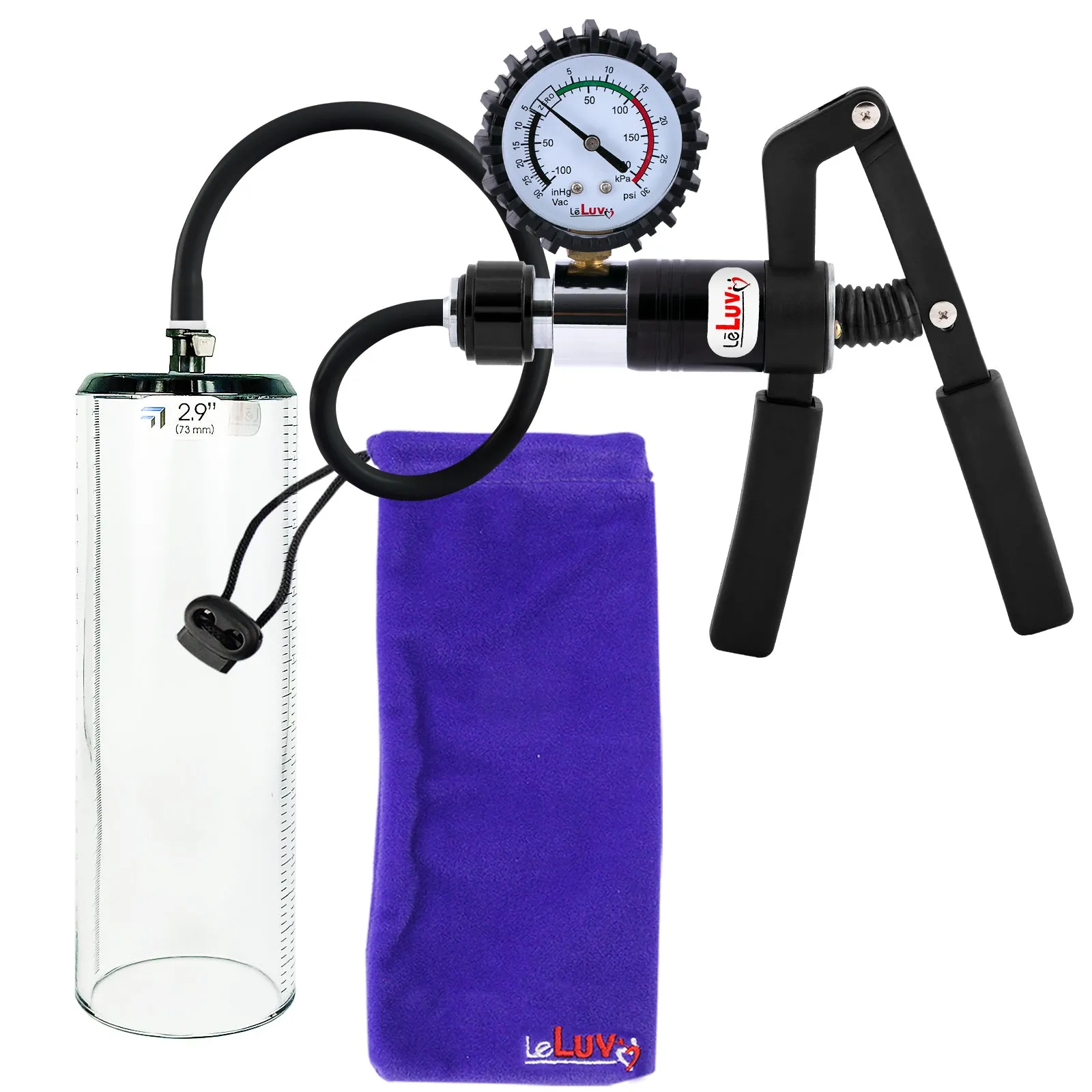 LeLuv Primo Pro  Thick-Walled, No Flange Penis Pump with Color and Gauge Options